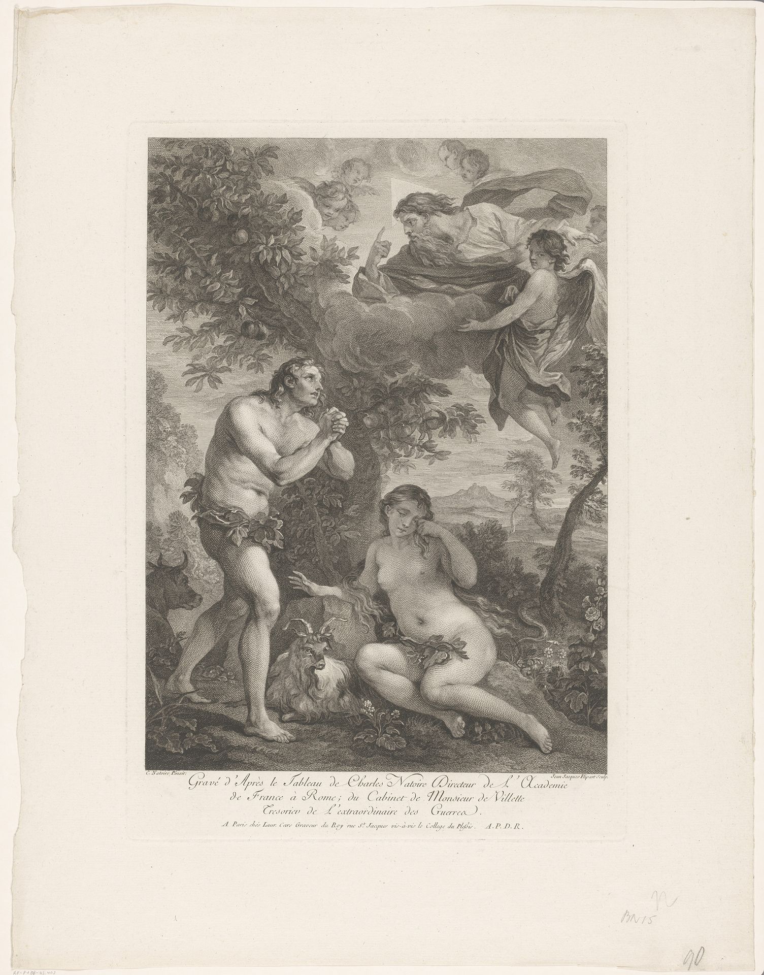 Adam en Eva na de zondeval by Jean Jacques Flipart