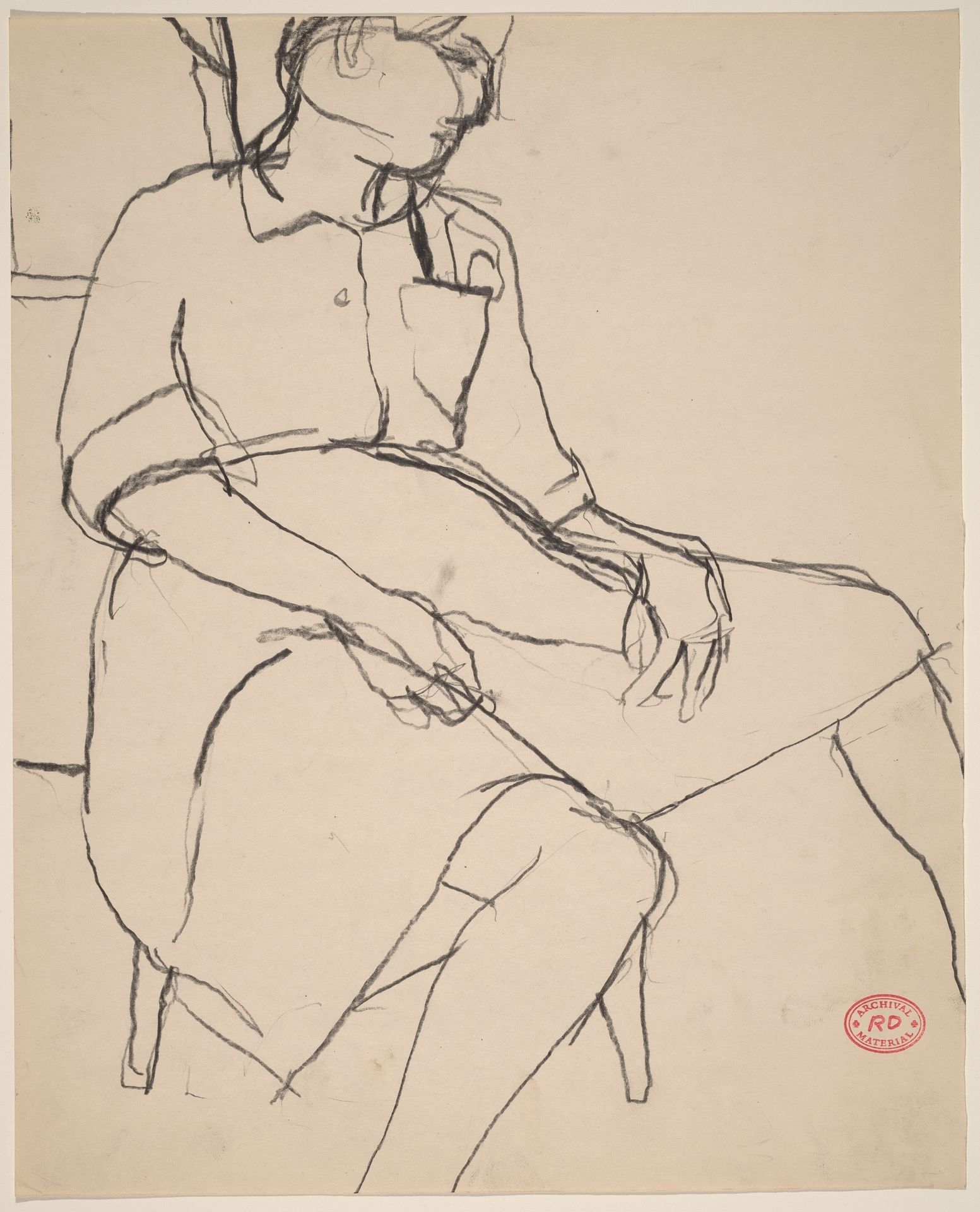 Untitled [woman in a dress seated with her hands in her lap] by Richard Diebenkorn