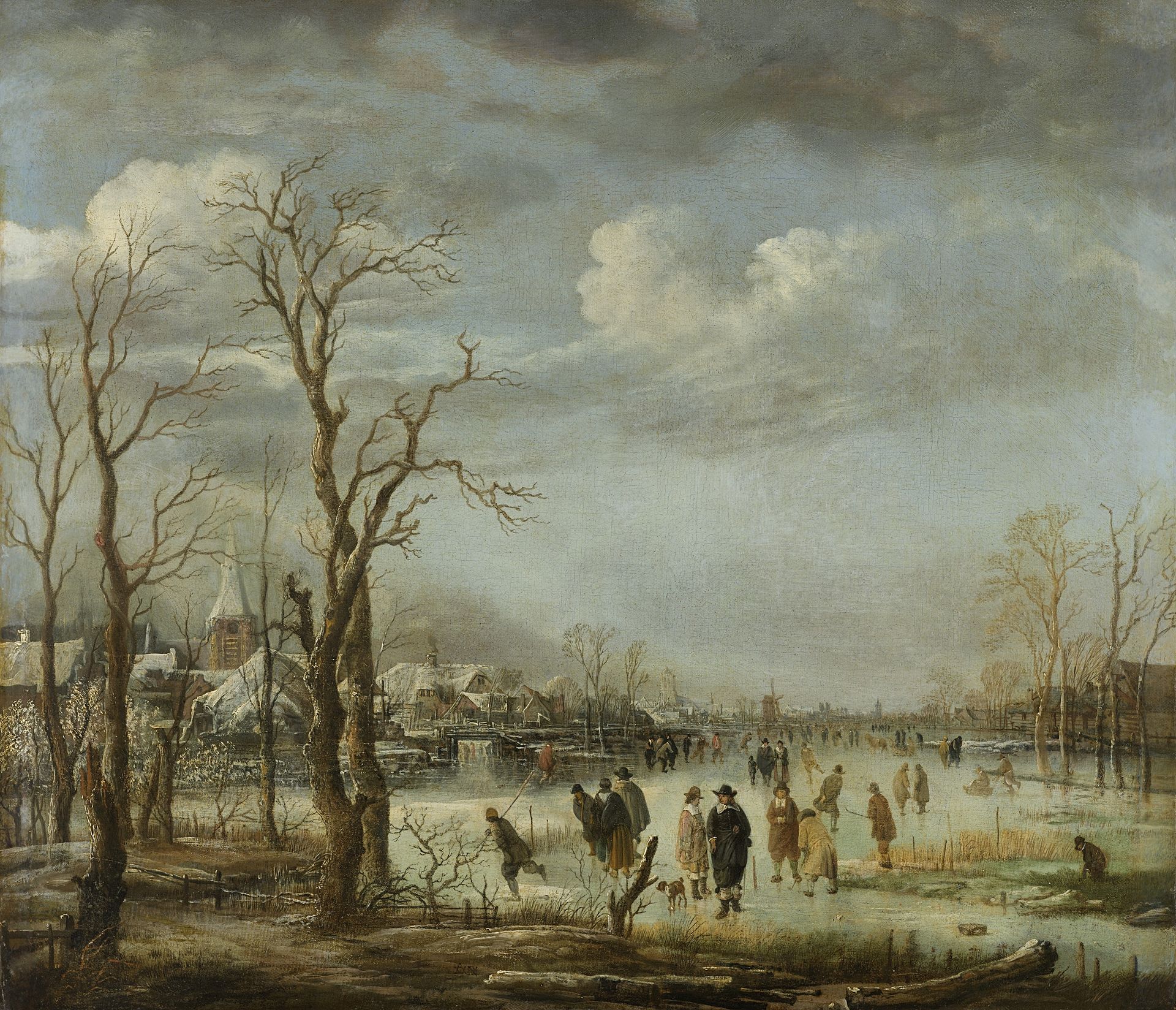 Winter Landscape near a Town with Bare Trees by Aert van der Neer