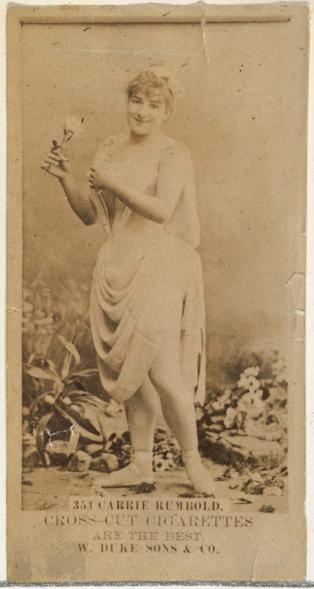 Card Number 351, Carrie Rumbold, from the Actors and Actresses series (N145-3) issued by Duke Sons & Co. to promote Cross Cut Cigarettes by W. Duke, Sons & Co.