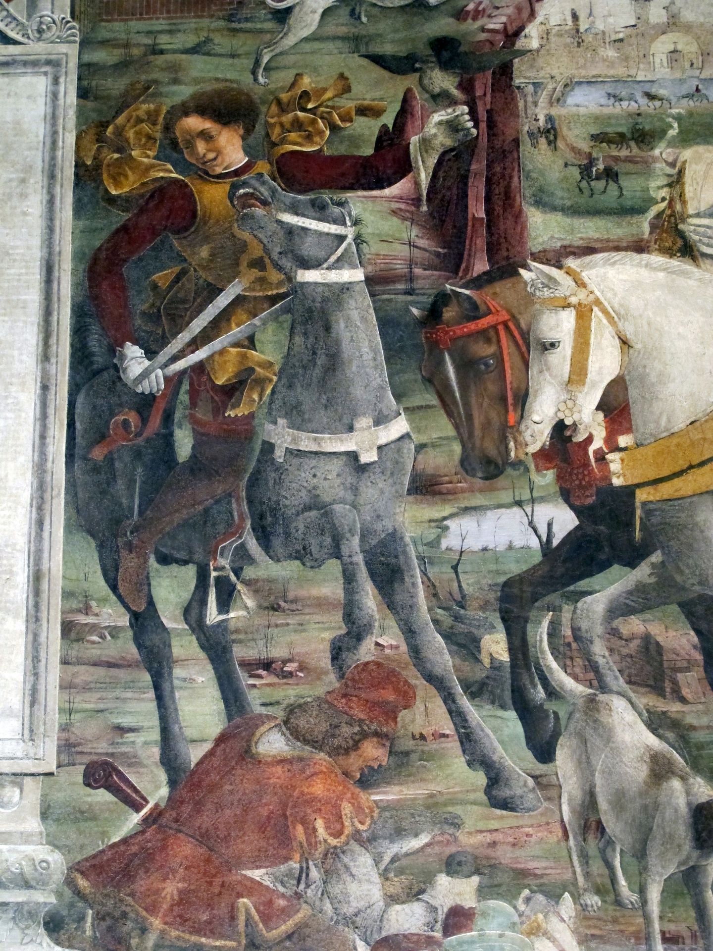 Allegory of March – Triumph of Minerva and Sign of Aries. Frescos in Palazzo Schifanoia (detail) by Francesco del Cossa