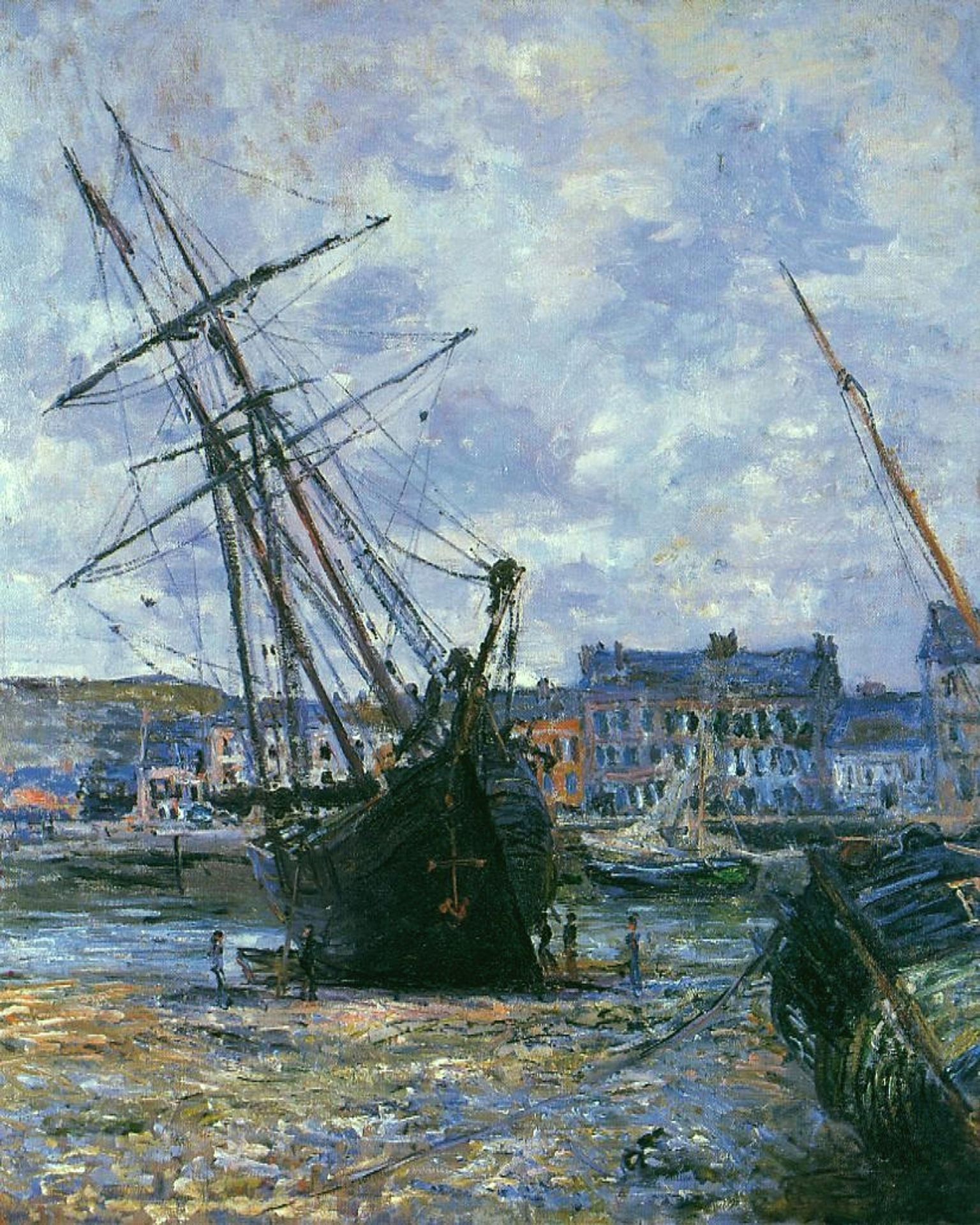 Boats Lying at Low Tide at Facamp by Claude Monet