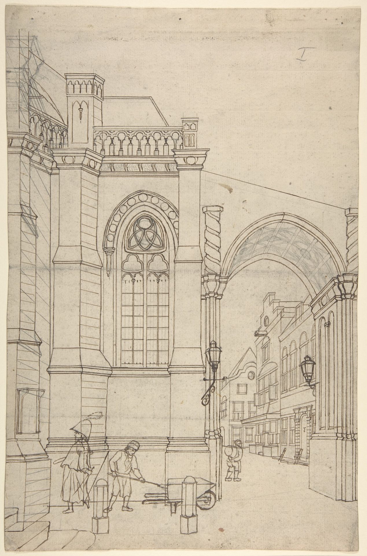 A Townscape with a Churchgate by Jan Hendrik Verheyen