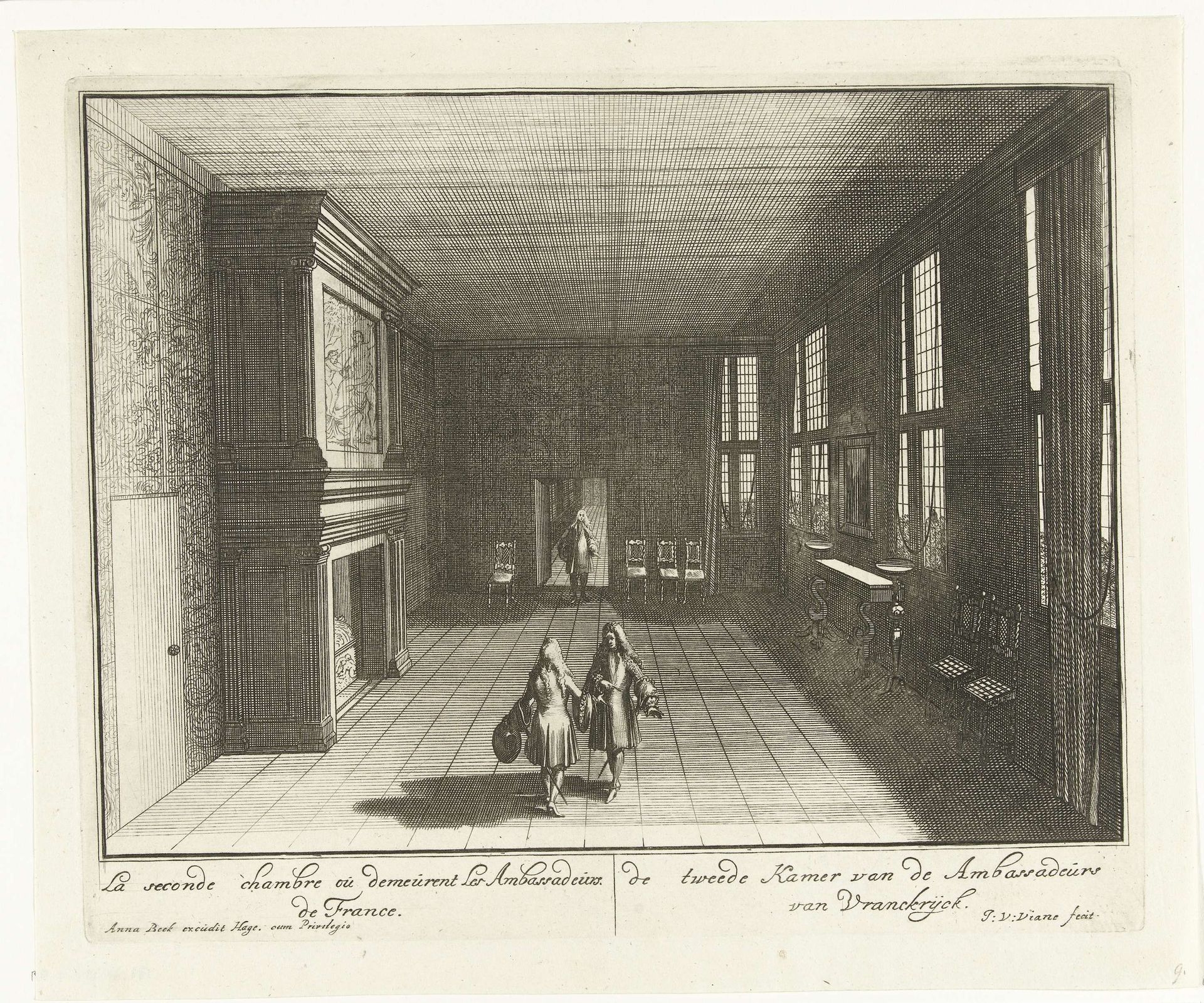 Tweede kamer van de Franse ambassadeurs in het Huis ter Nieuburch in Rijswijk, 1697 by Jan van Vianen
