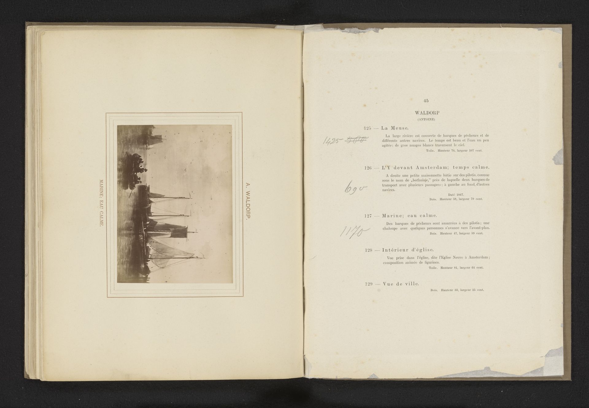 Fotoreproductie van het schilderij Marine; eau calme door Antonie Waldorp by Anonymous