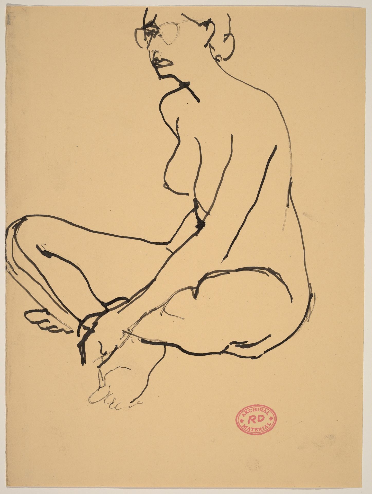 Untitled [seated female nude wearing glasses] by Richard Diebenkorn