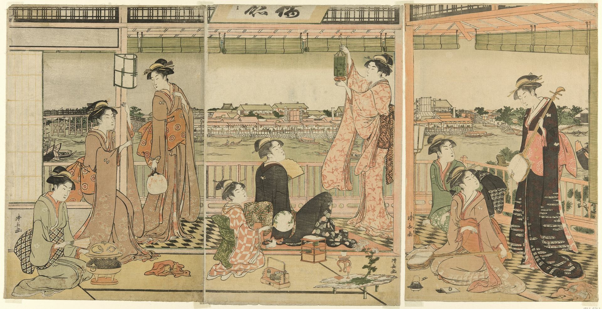 A Party Viewing the Moon Across the Sumida River by Torii Kiyonaga