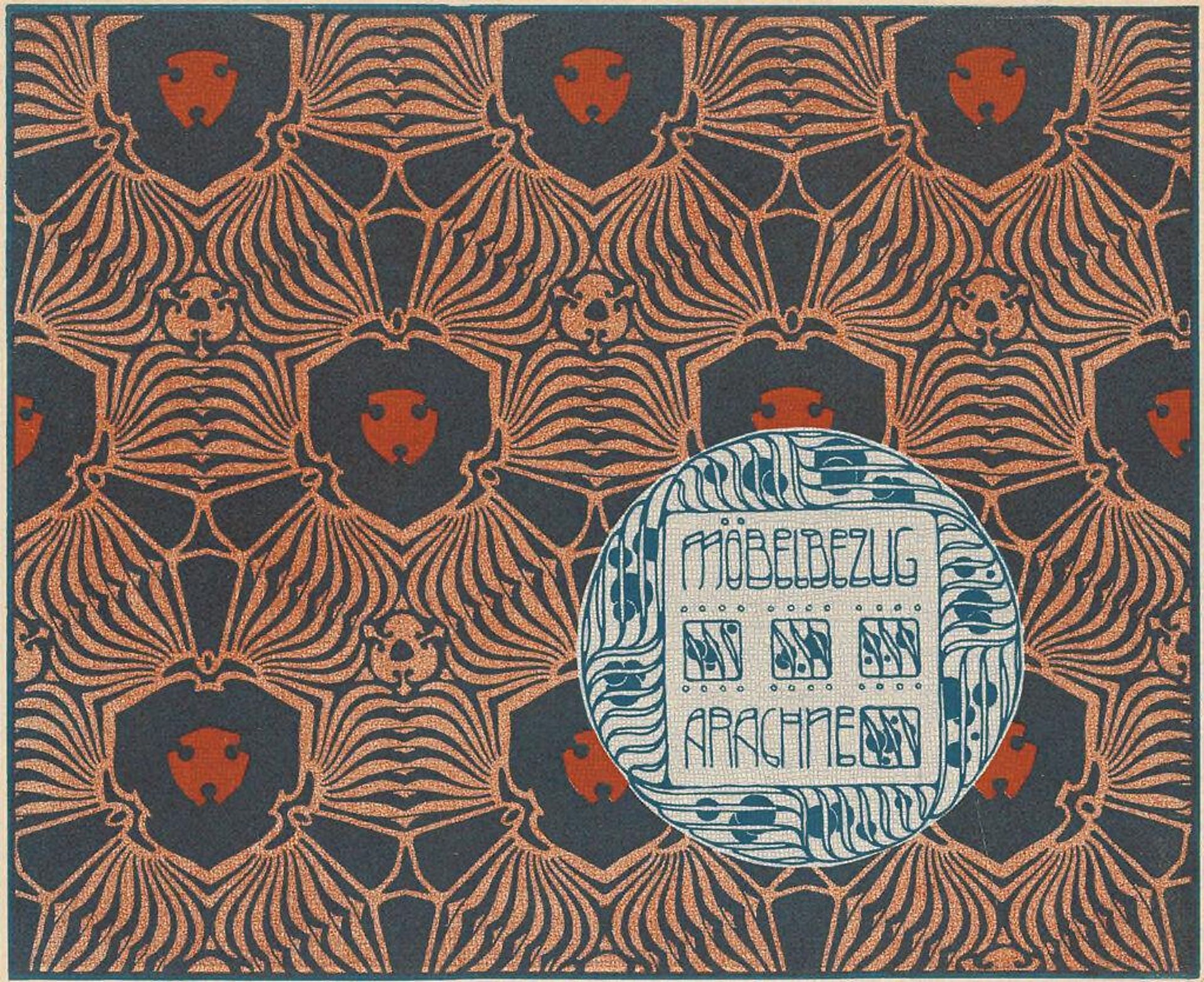 "Arachne" upholstery design from the portfolio "Surface Decoration" by Koloman Moser
