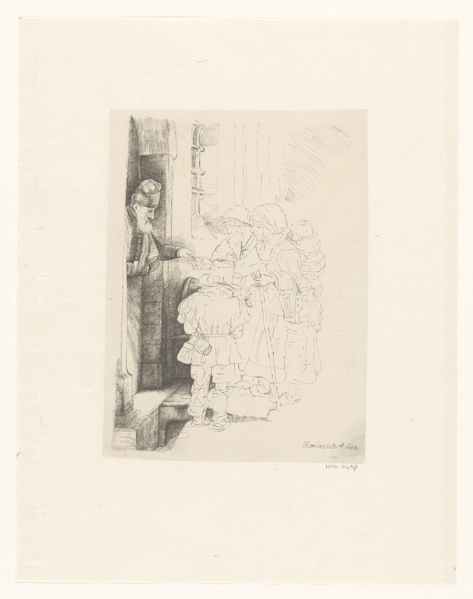 A blind hurdy-gurdy player and family receiving alms by baron Dominique Vivant Denon