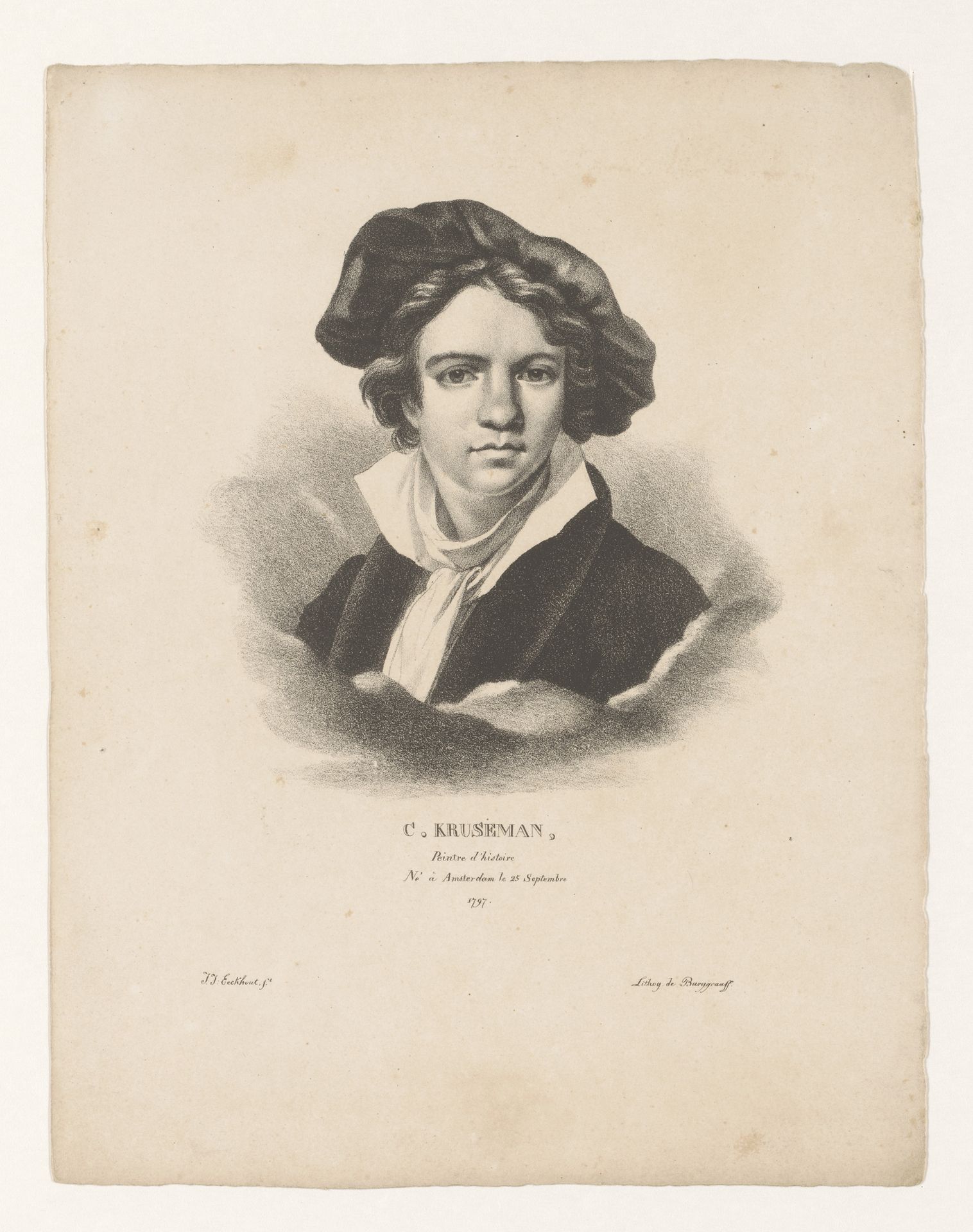 Portret van Cornelis Kruseman by Guillaume Philidor Van den Burggraaff