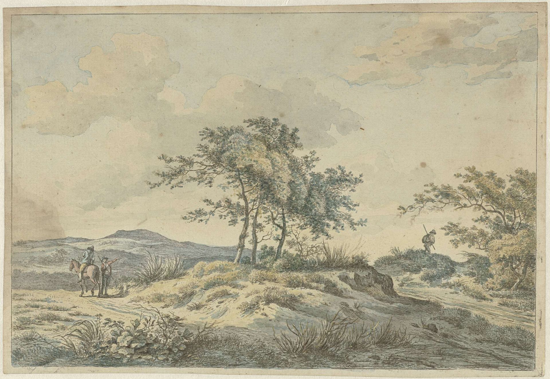 Landschap met ruiter en voetganger by Hermanus Fock