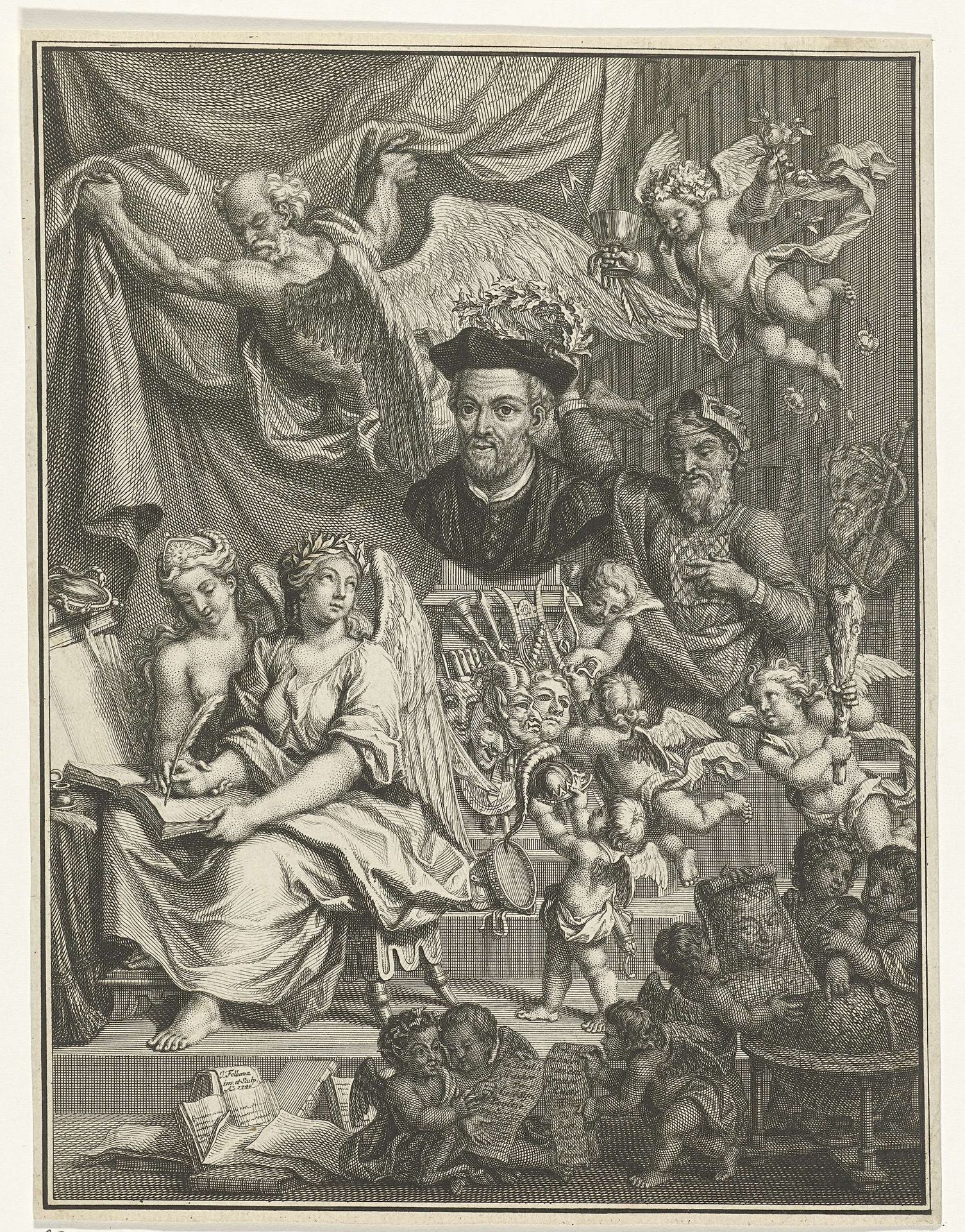 Allegorie op de schrijfkunst van Rabelais by Jacob Folkema