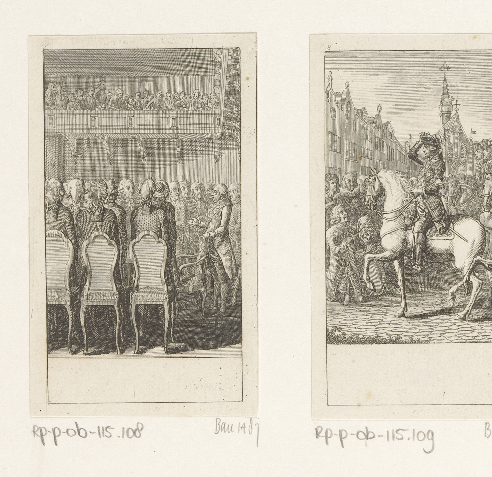Lodewijk XVI treedt gedwongen af als koning van Frankrijk by Daniel Nikolaus Chodowiecki