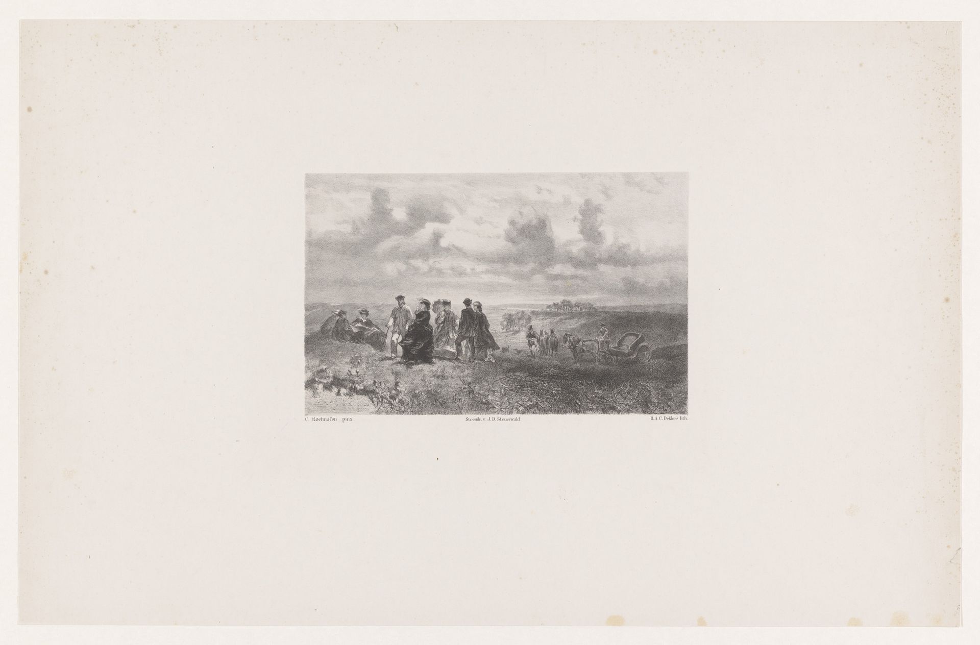 Gezelschap op de heide by Hendrik Adriaan Christiaan Dekker