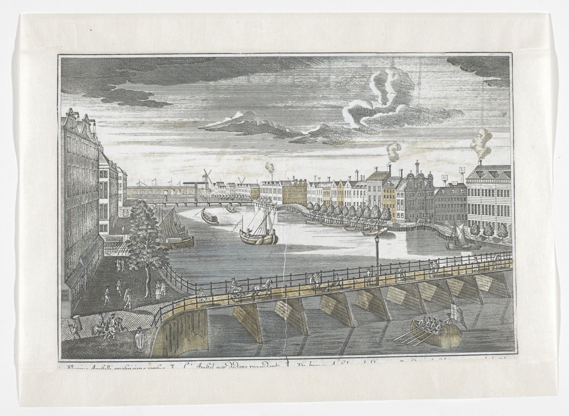Gezicht op de Binnen-Amstel tussen de Blauwbrug en de Hogesluis te Amsterdam by Georg Balthasar Probst