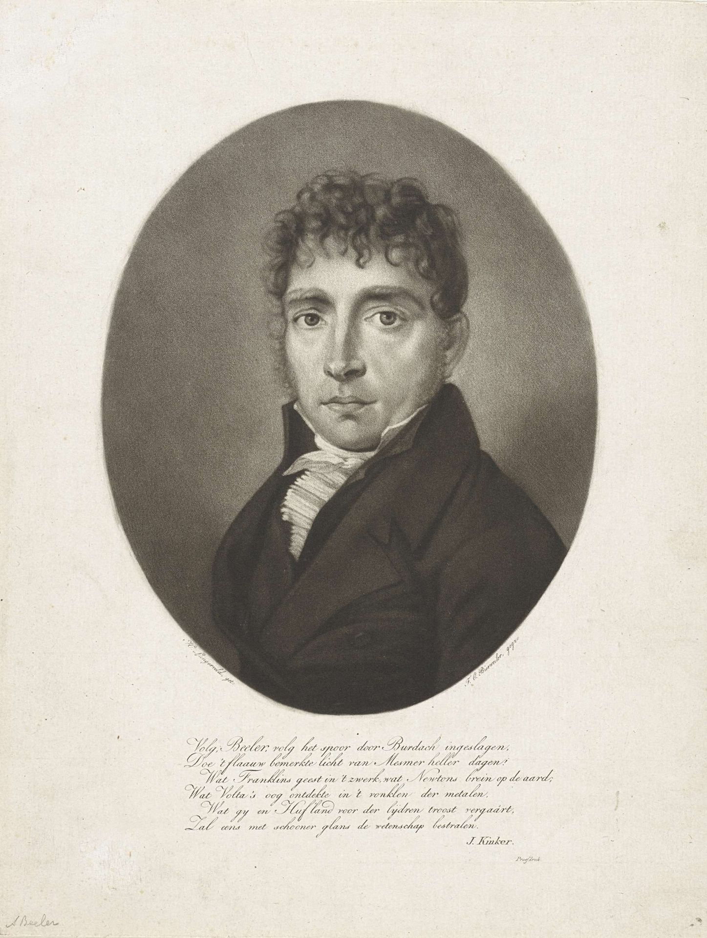 Portret van A. Beeler by Frederik Christiaan Bierweiler