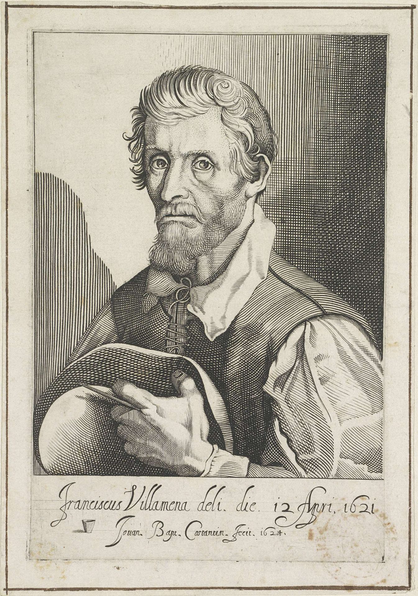 Portret van prentmaker Francesco Villamena by Giovanni Battista Costantini