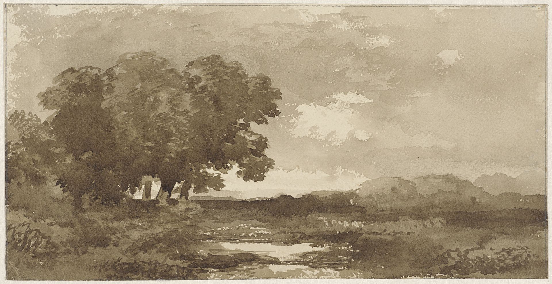 Landschap met links bomengroep by Remigius Adrianus Haanen