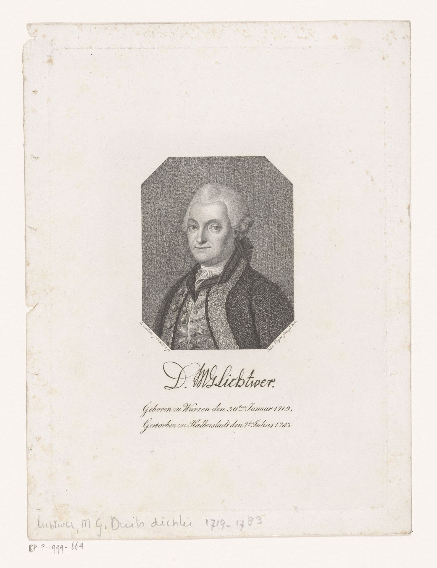 Portret Magnus Gottfried Lichtwer by Ludwig Meyer