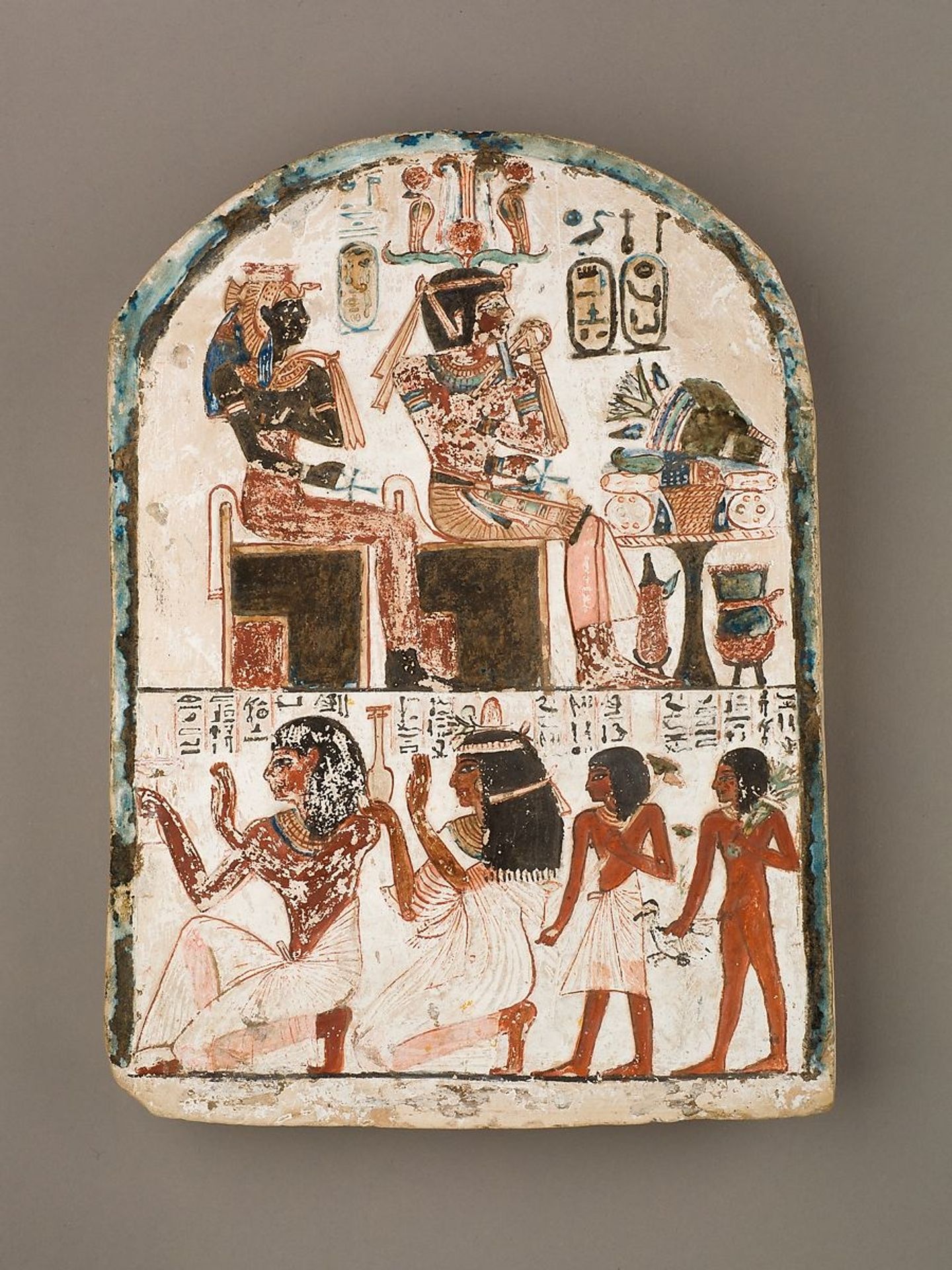 Stela of the Sculptor Qen Worshipping Amenhotep I and Ahmose Nefertari by Ancient Egypt