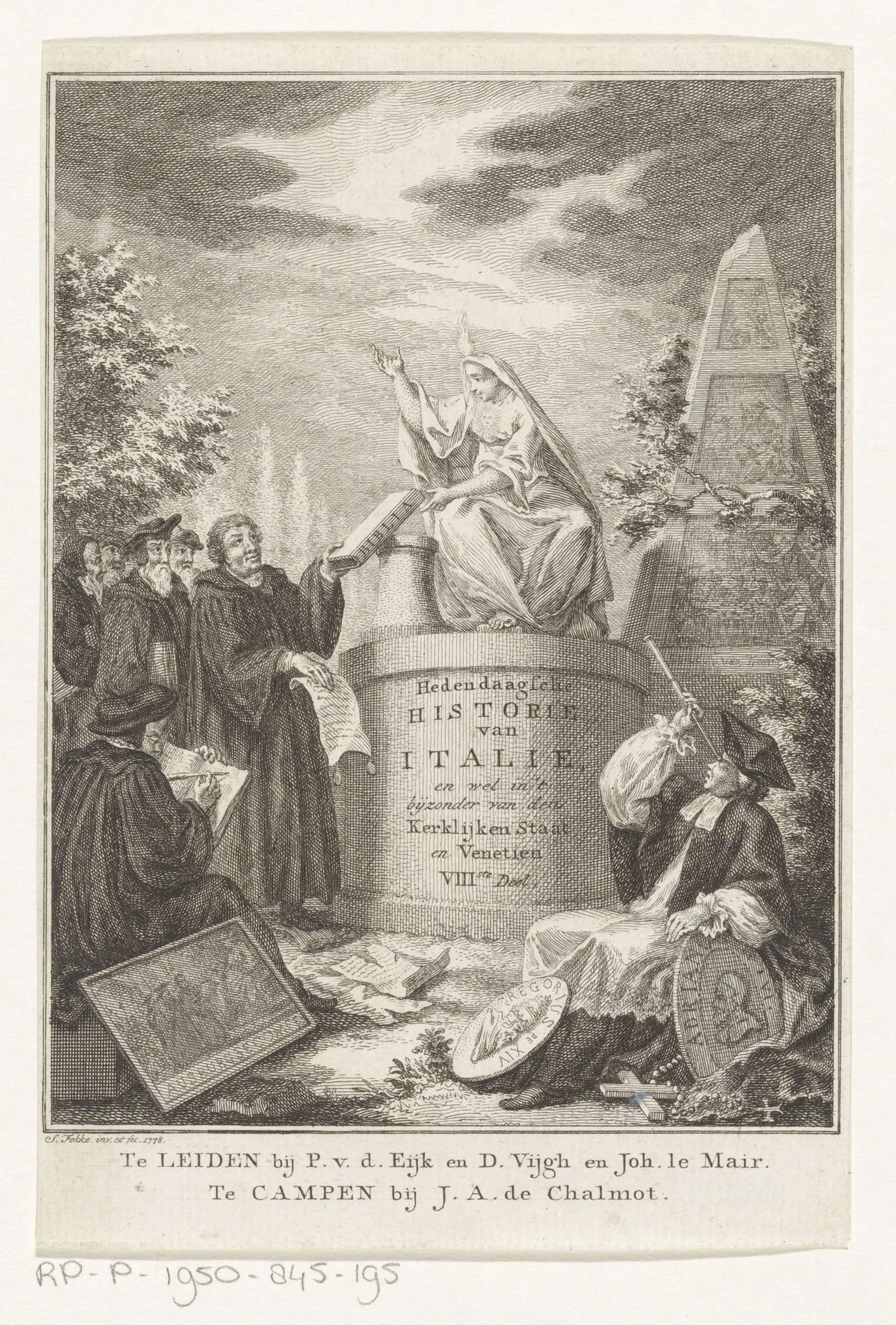 Allegorie op de Kerkelijke Staat en Venetië by Simon Fokke