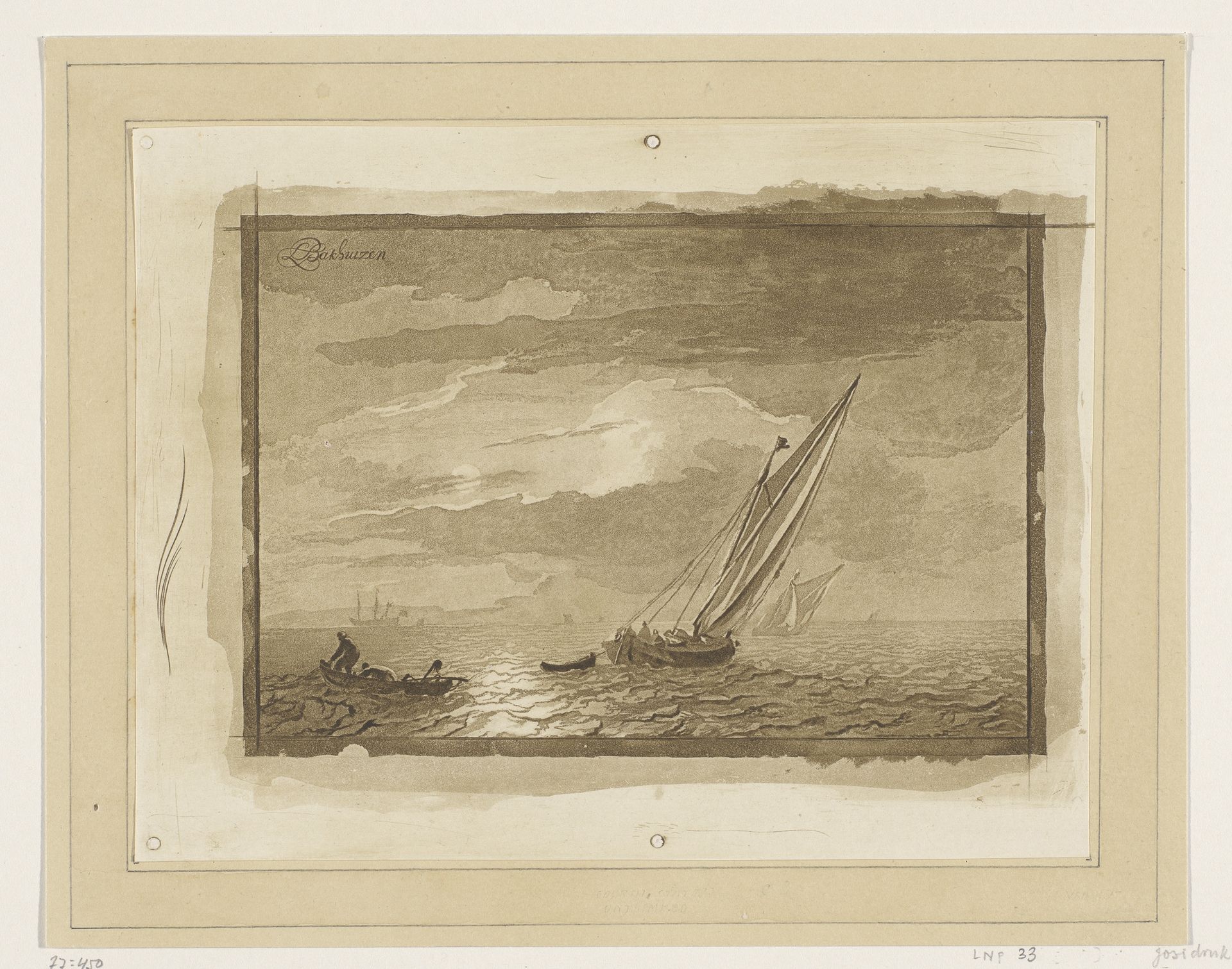 Zeegezicht met volle maan by Cornelis Brouwer
