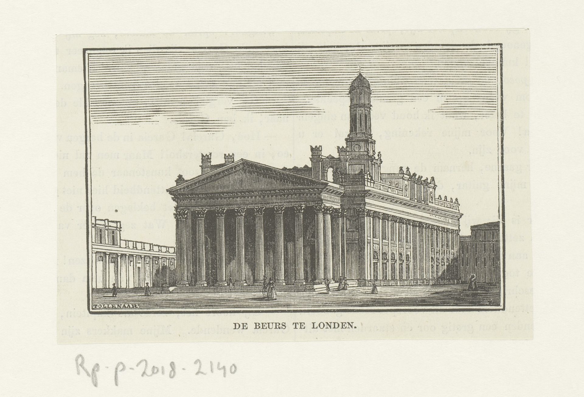 Gezicht op de Royal Exchange, te Londen by Dirk Wijbrand Tollenaar