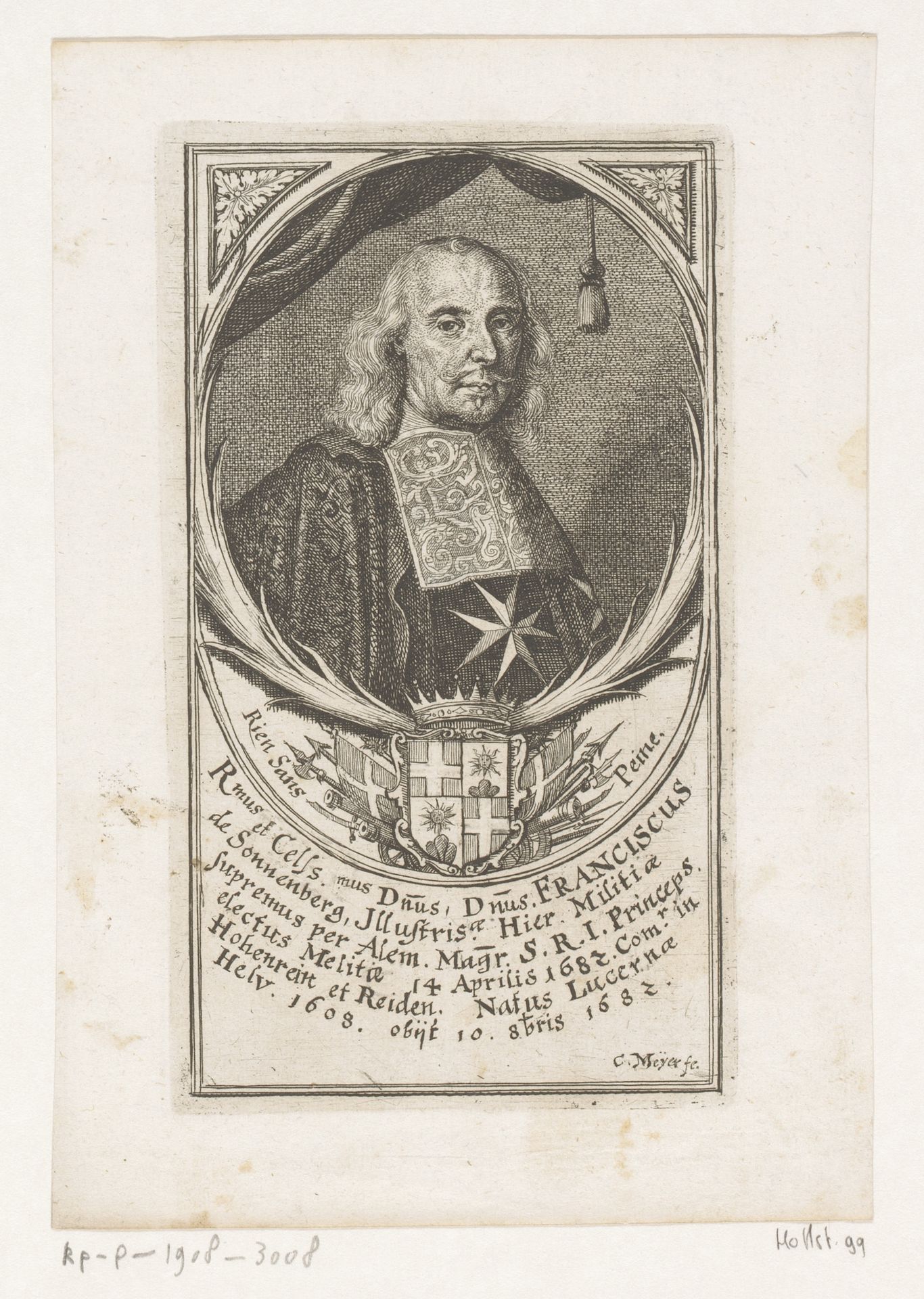 Portret van Franciscus de Sonnenberg by Conrad Meyer