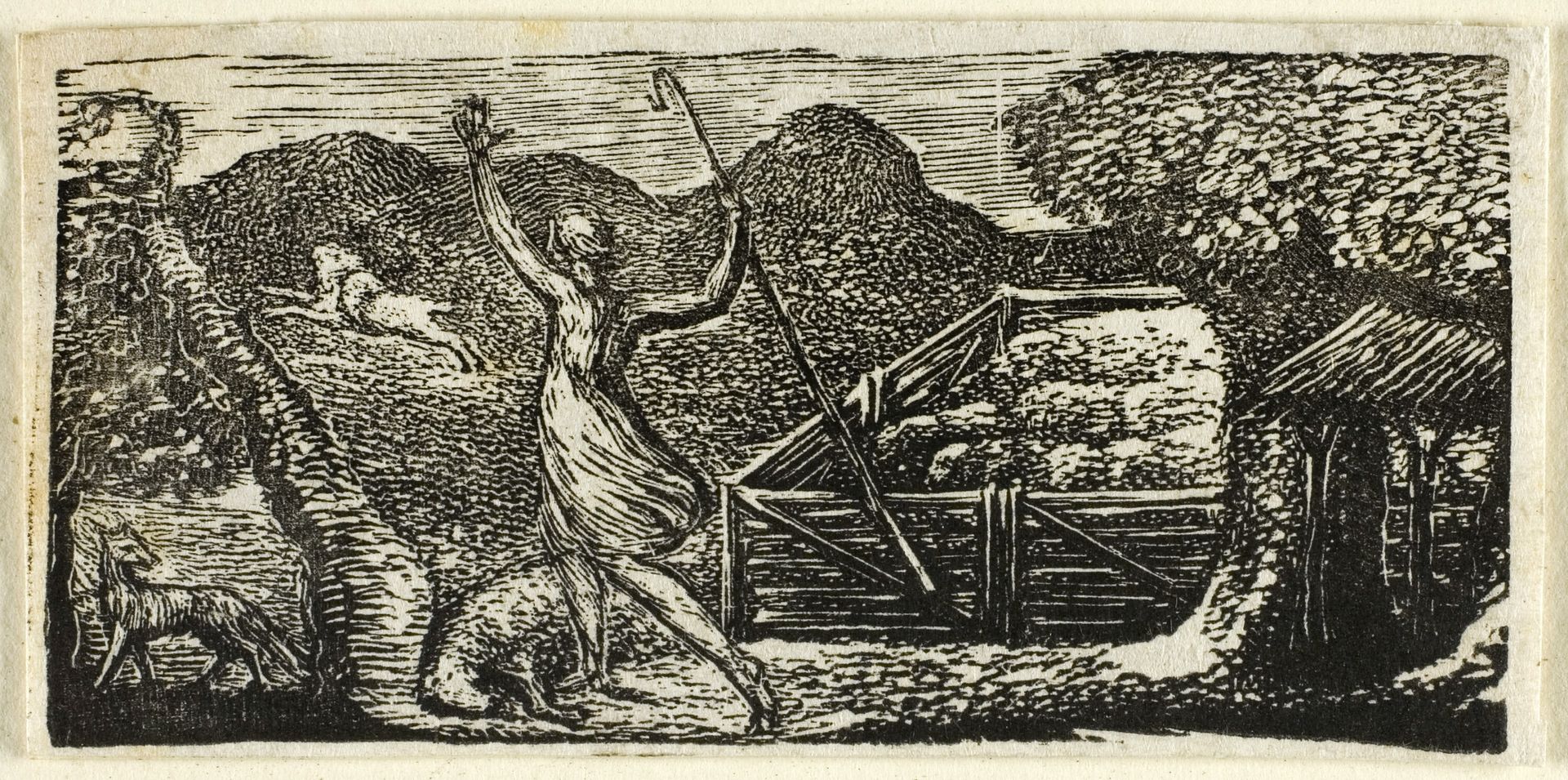 Shepherd Chases Away Wolf, from The Pastorals of Virgil by William Blake