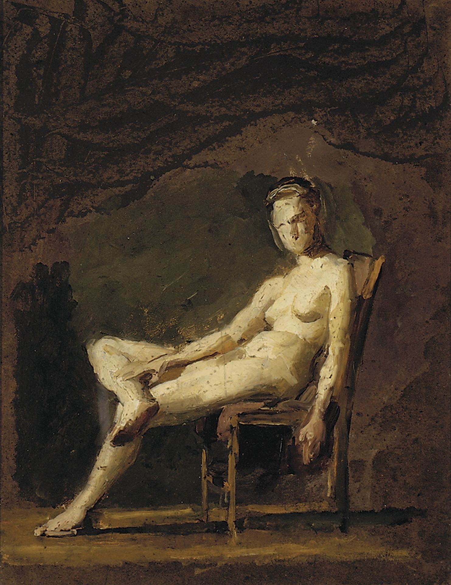 Female nude figure study for Arcadia by Thomas Eakins