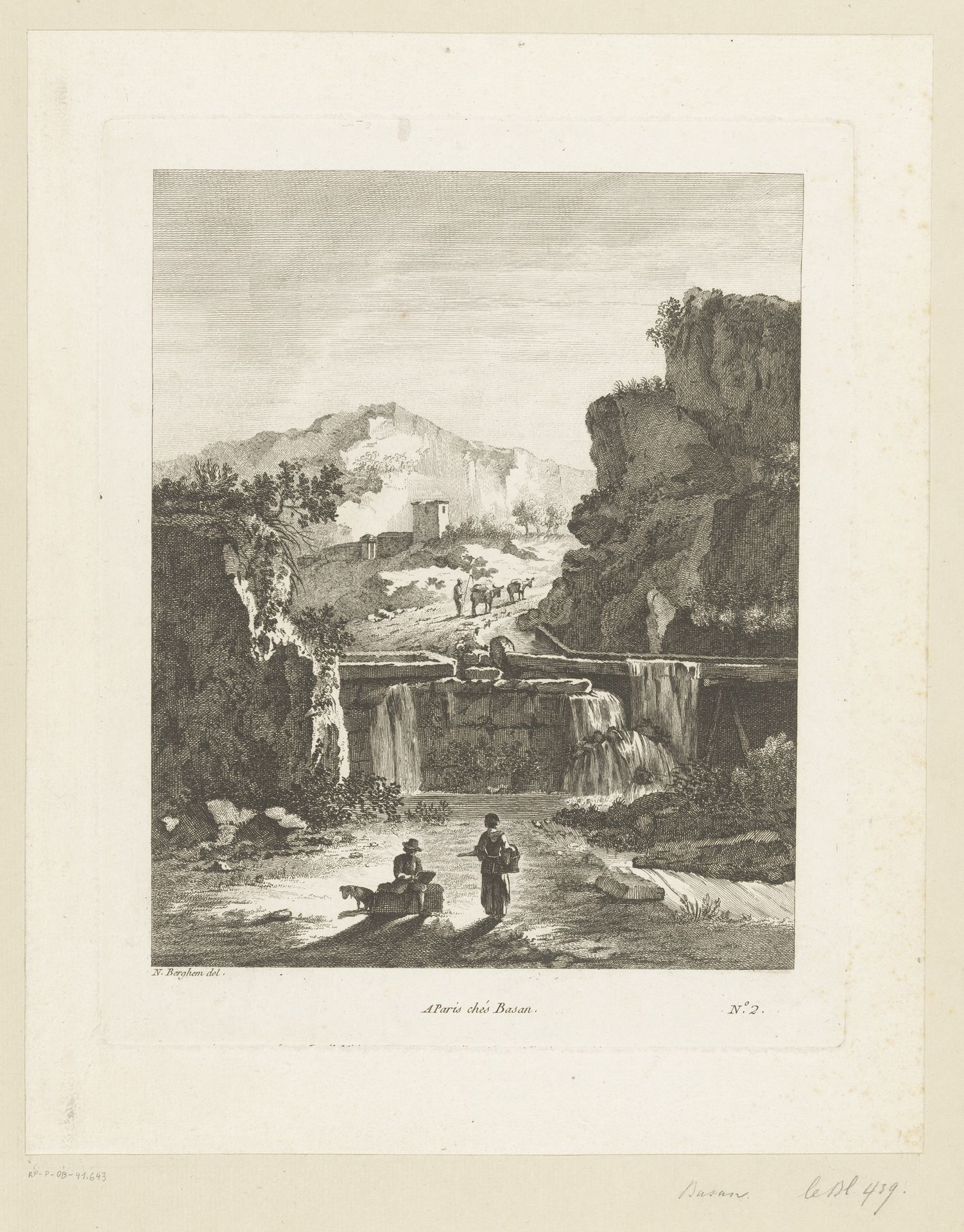 Landschap met waterval by Pierre François Basan