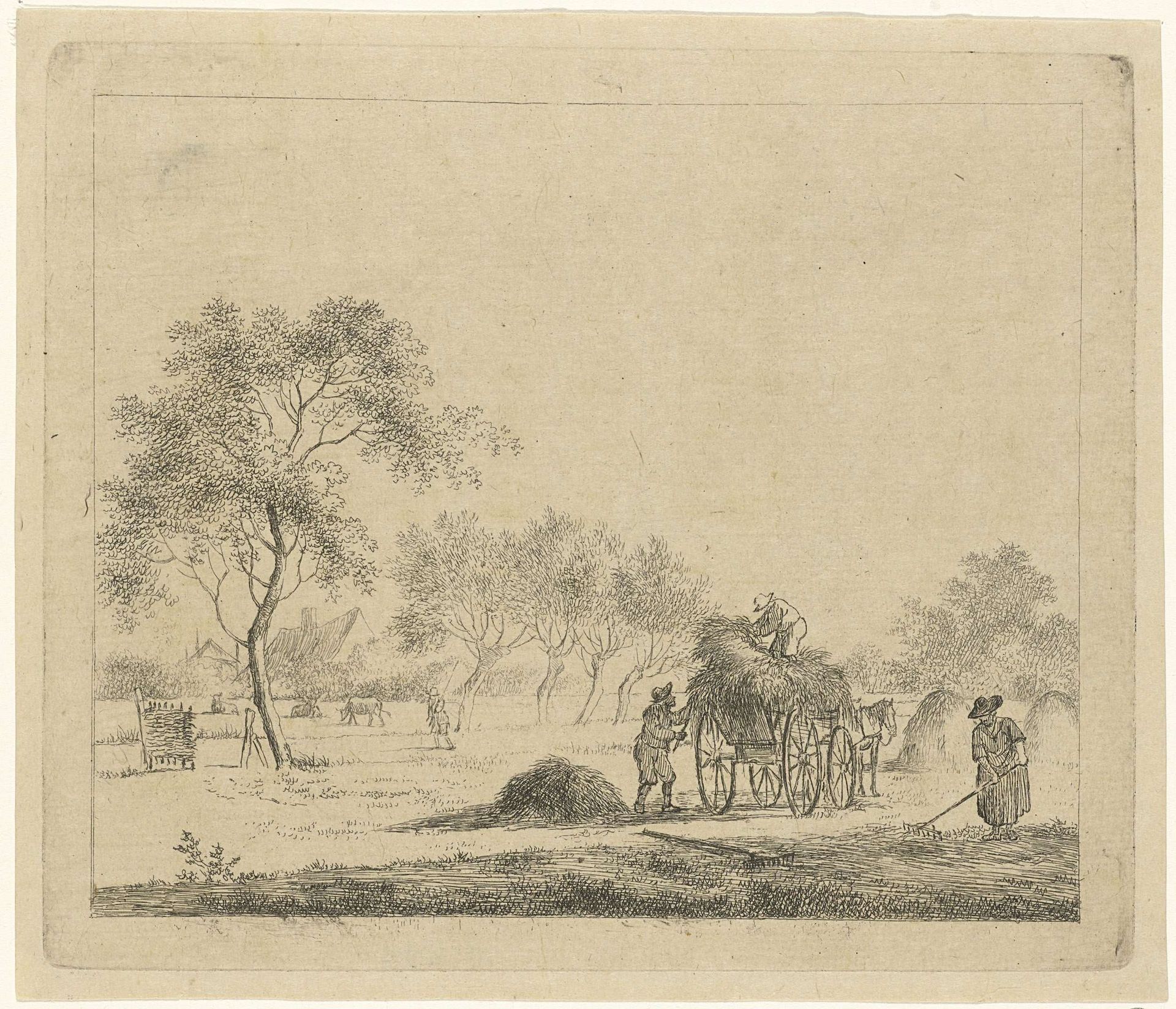 Landschap met hooiwagen by Johannes Janson