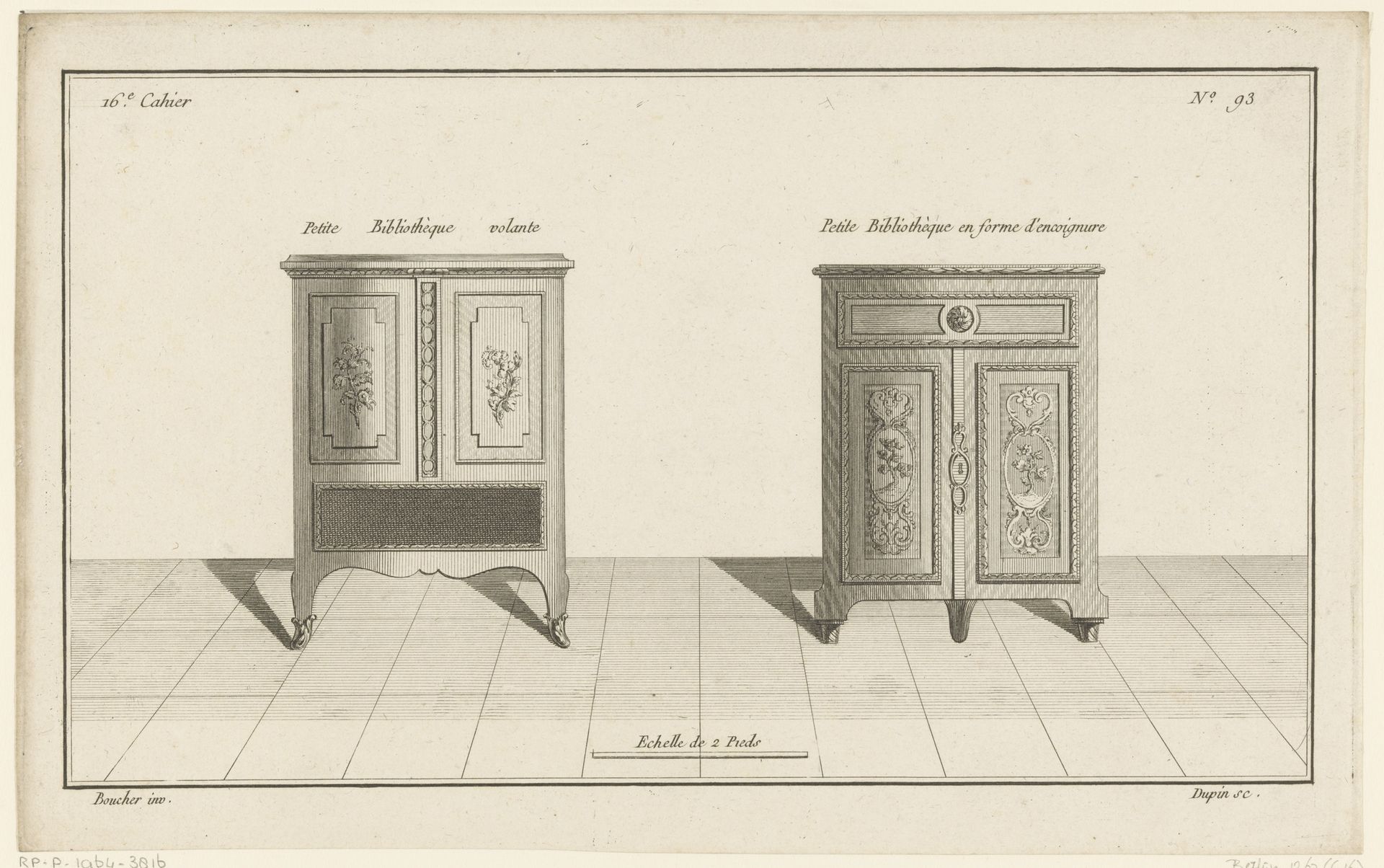 Twee boekenkasten met bloemmotieven by Nicolas Dupin