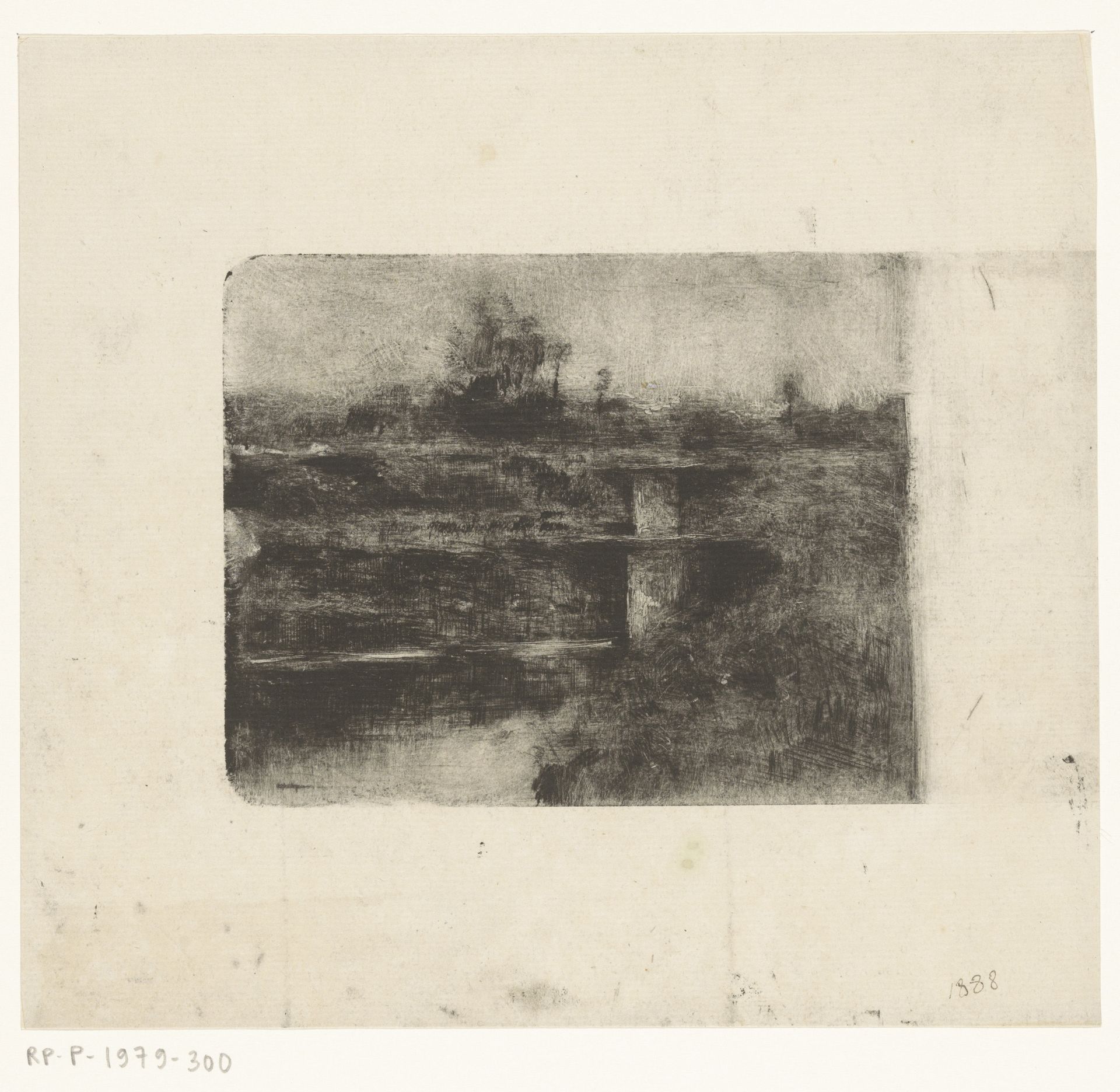 Landschap met twee bruggen over een sloot by Richard Nicolaüs Roland Holst