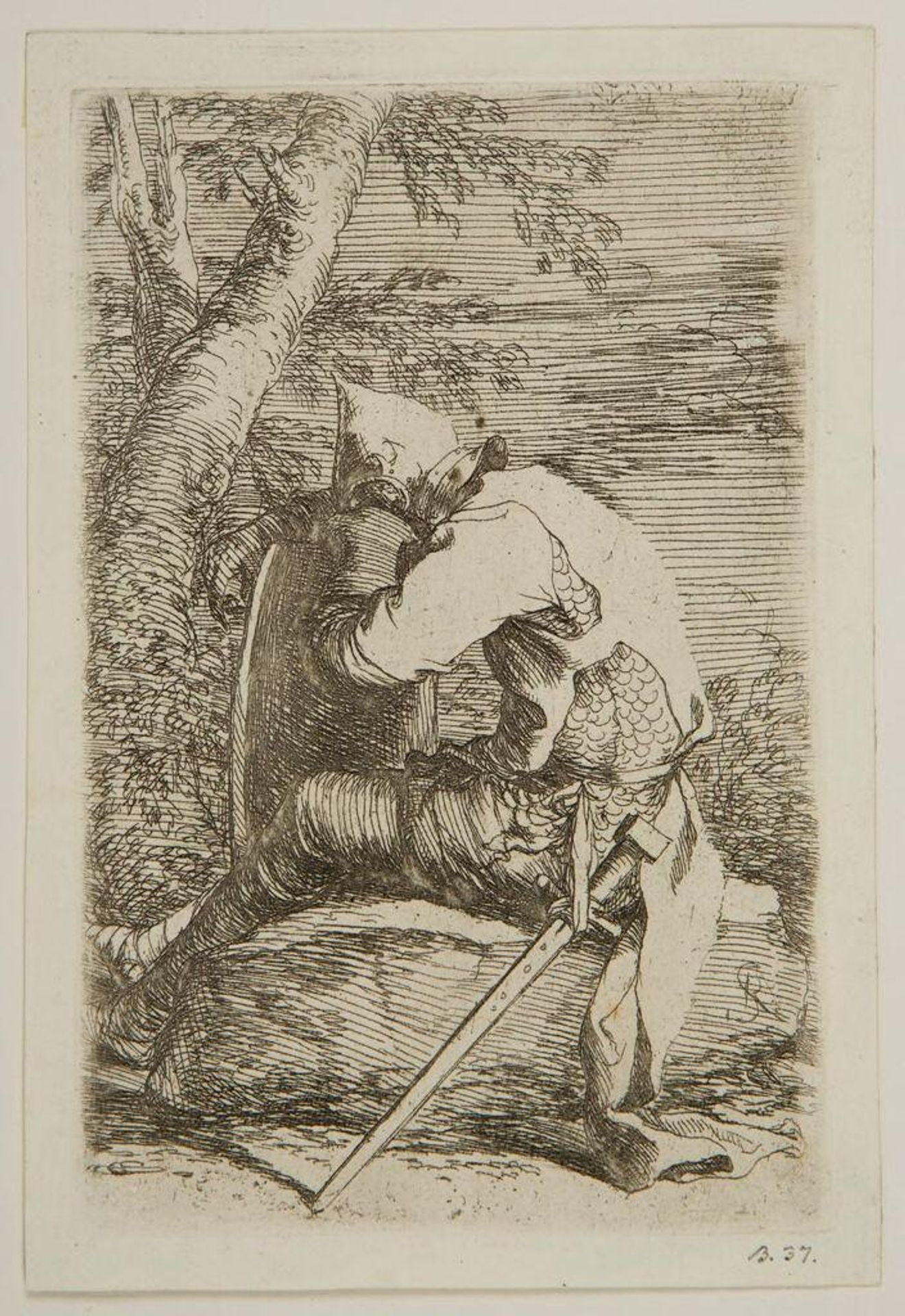 Seated Soldier Leaning on a Shield by Salvator Rosa