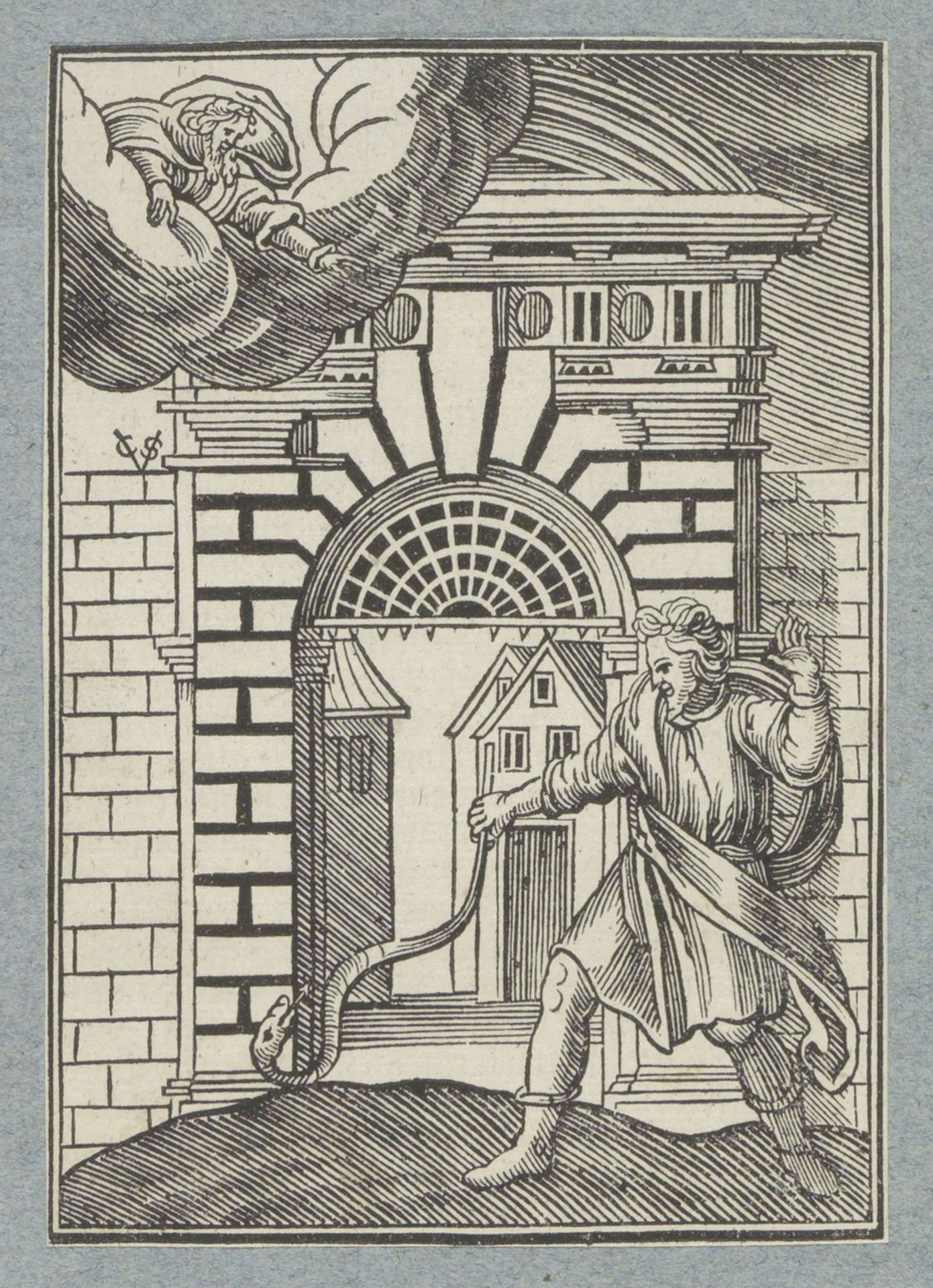 God de Vader verandert Mozes' staf in een slang by Christoffel van (II) Sichem