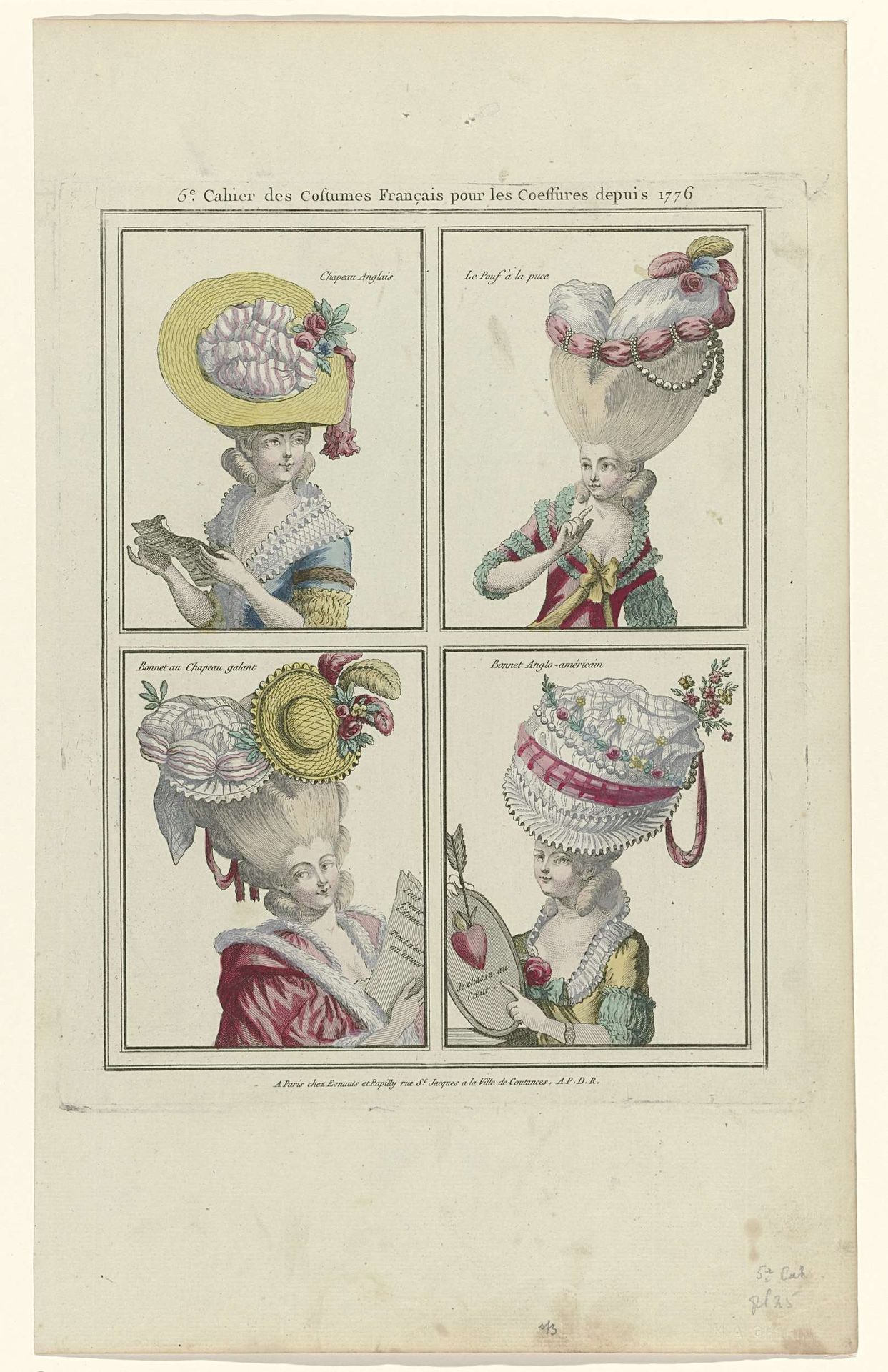 Coiffures, Poufs, Hats and Bonnets: Eleven Coiffures and Headdresses by Anonymous