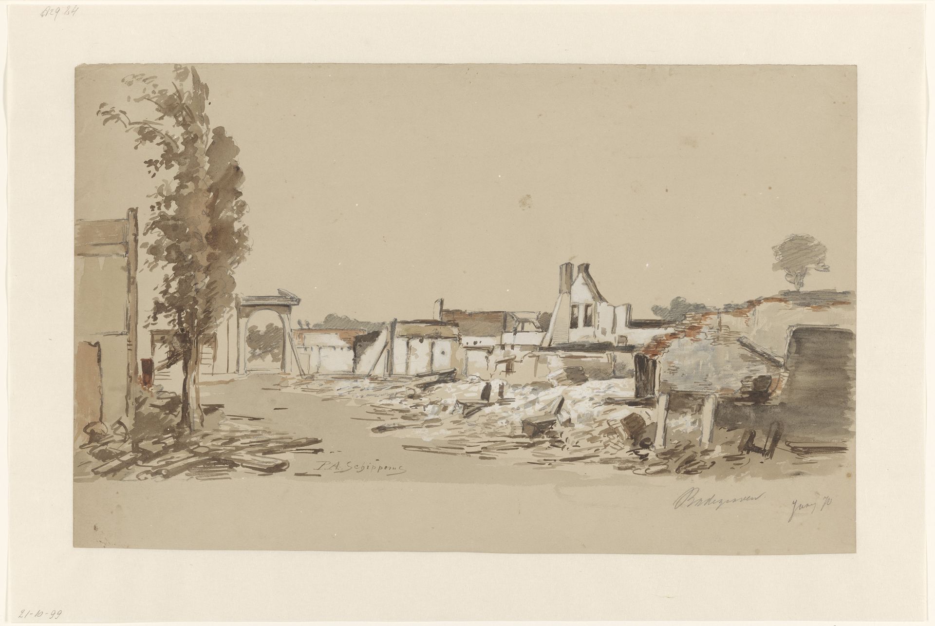 Ruïnes van Bodegraven na de brand van 31 mei 1870 by Piet Schipperus