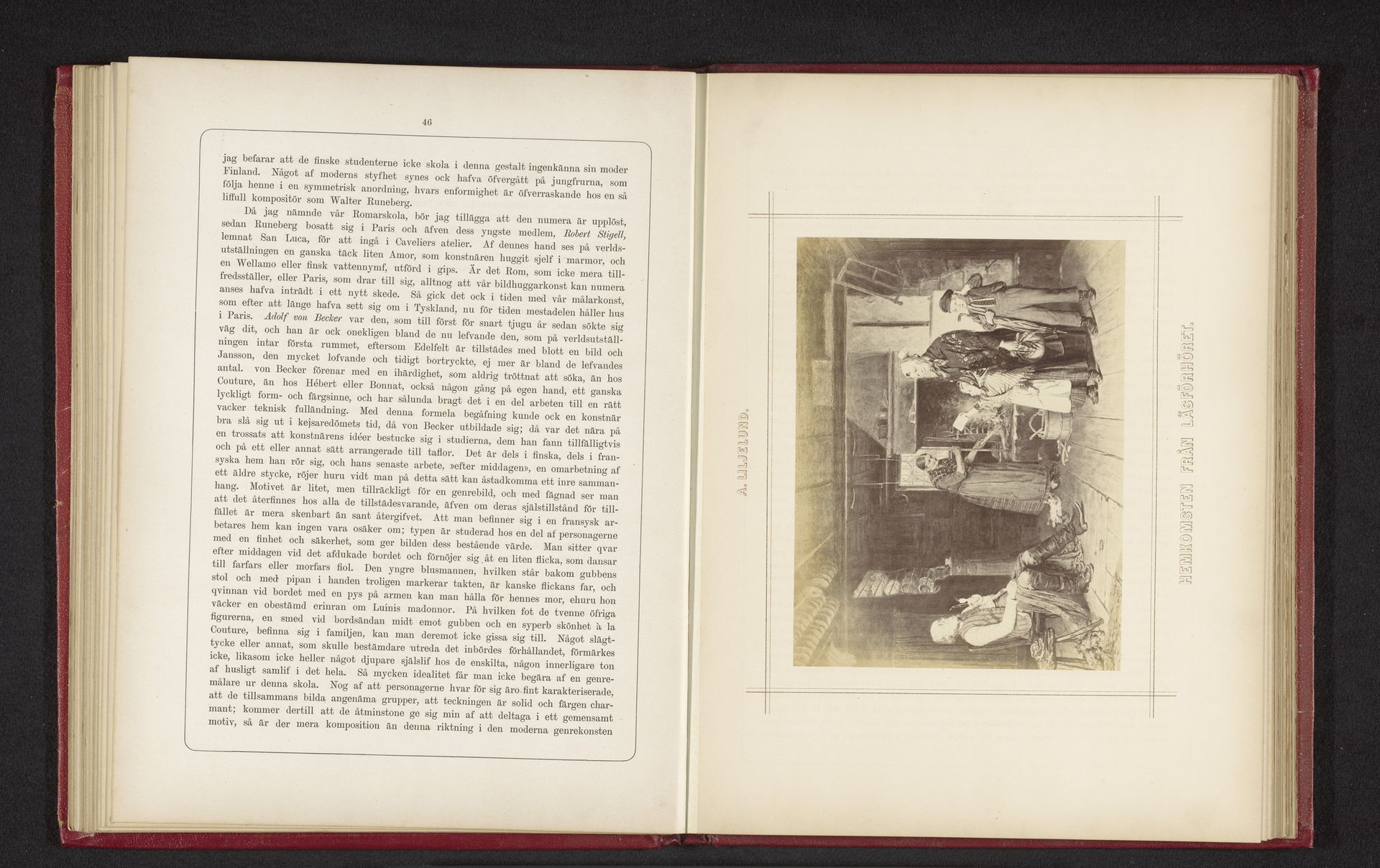 Fotoreproductie van een schilderij van een kind dat thuiskomt van een leesles door Arvid Liljelund by Johannes Jaeger