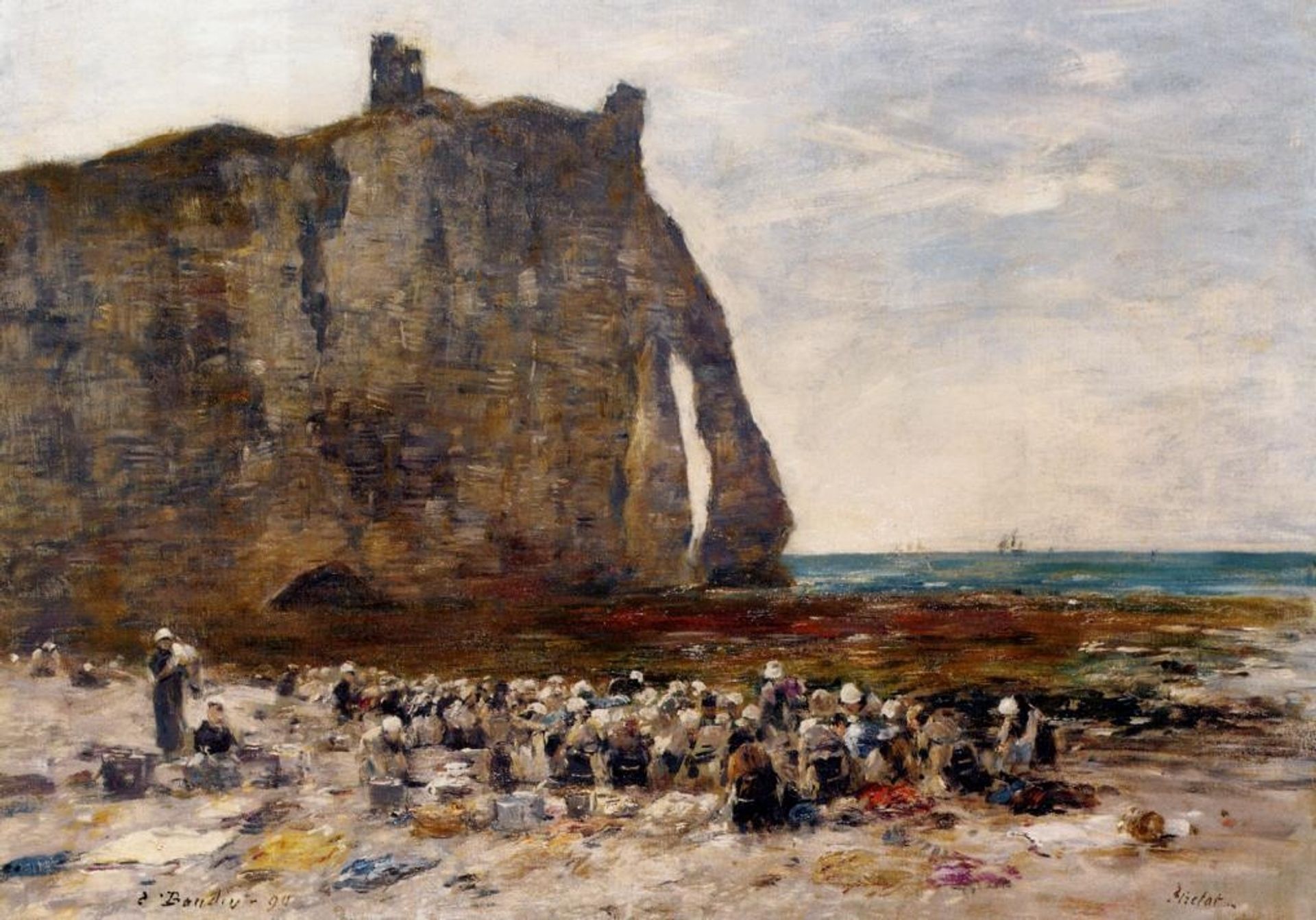 The Laundresses of Etretat by Eugène Boudin
