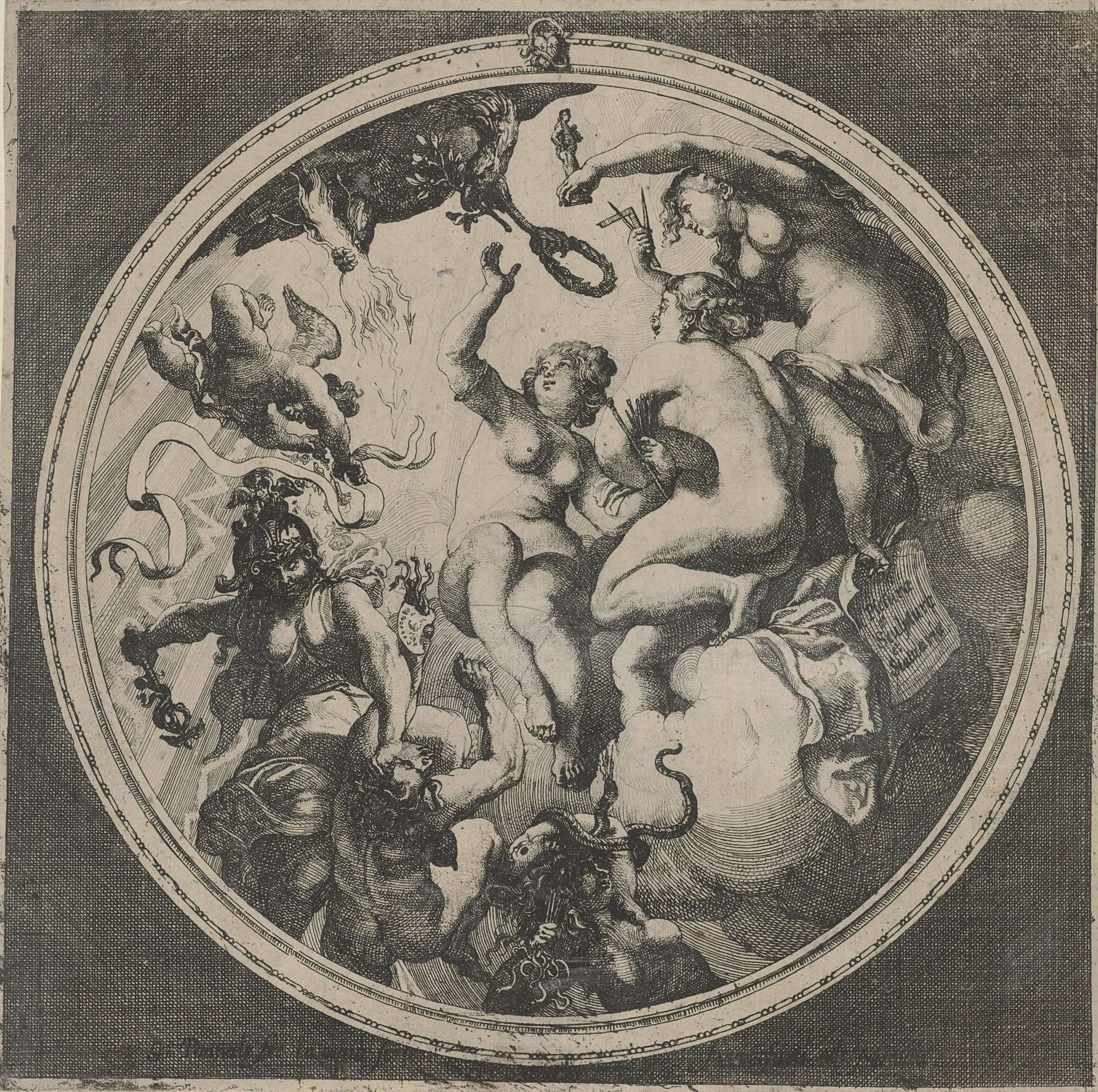 Personificaties van Schilderkunst, Graveerkunst en Beeldhouwkunst by Willem Panneels