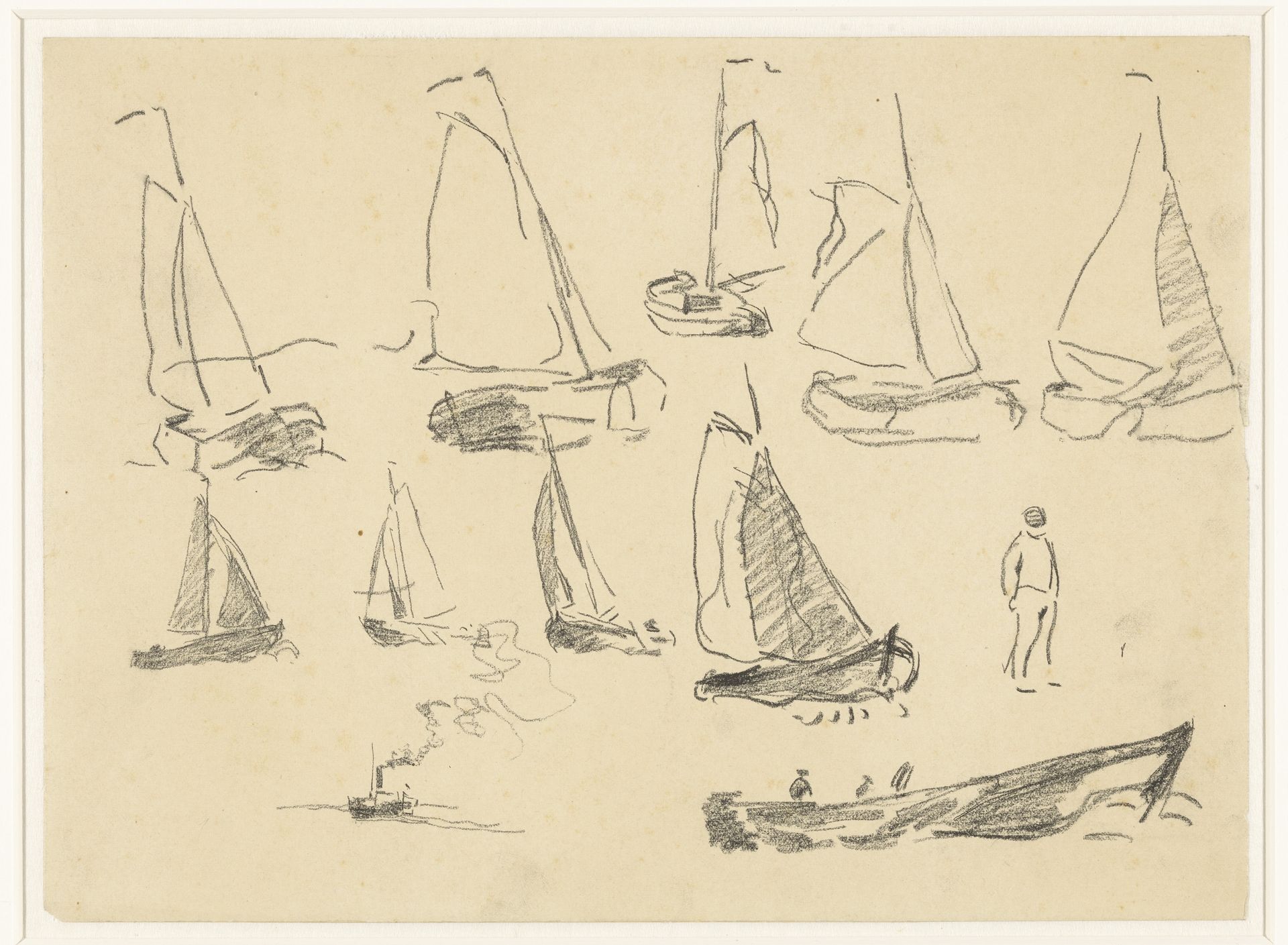Studieblad met diverse boten by Willem Bastiaan Tholen