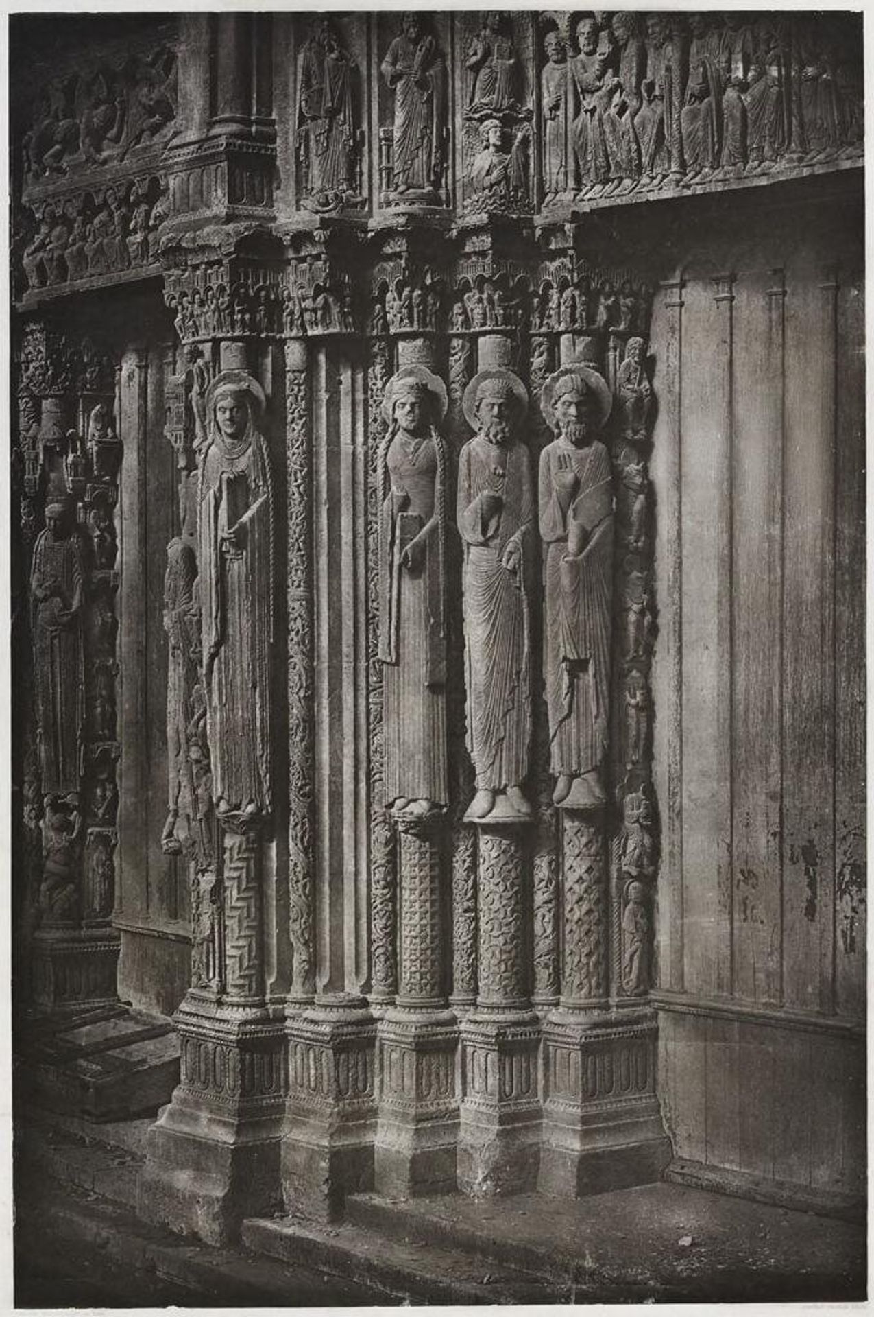 Chartres Cathedral (column figures, left of central door of the Royal Portal) by Charles Nègre