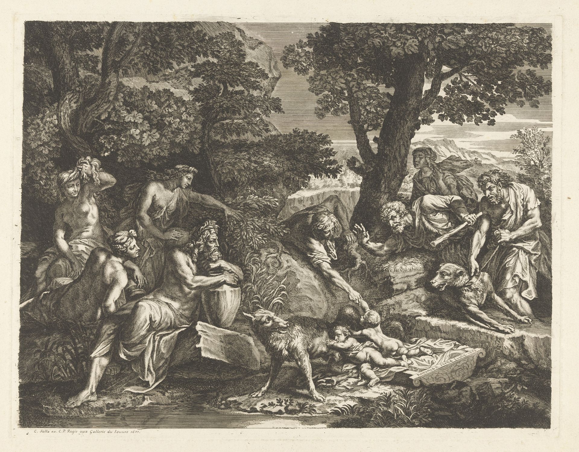 Romulus en Remus door herders gevonden by Antoinette Bouzonnet