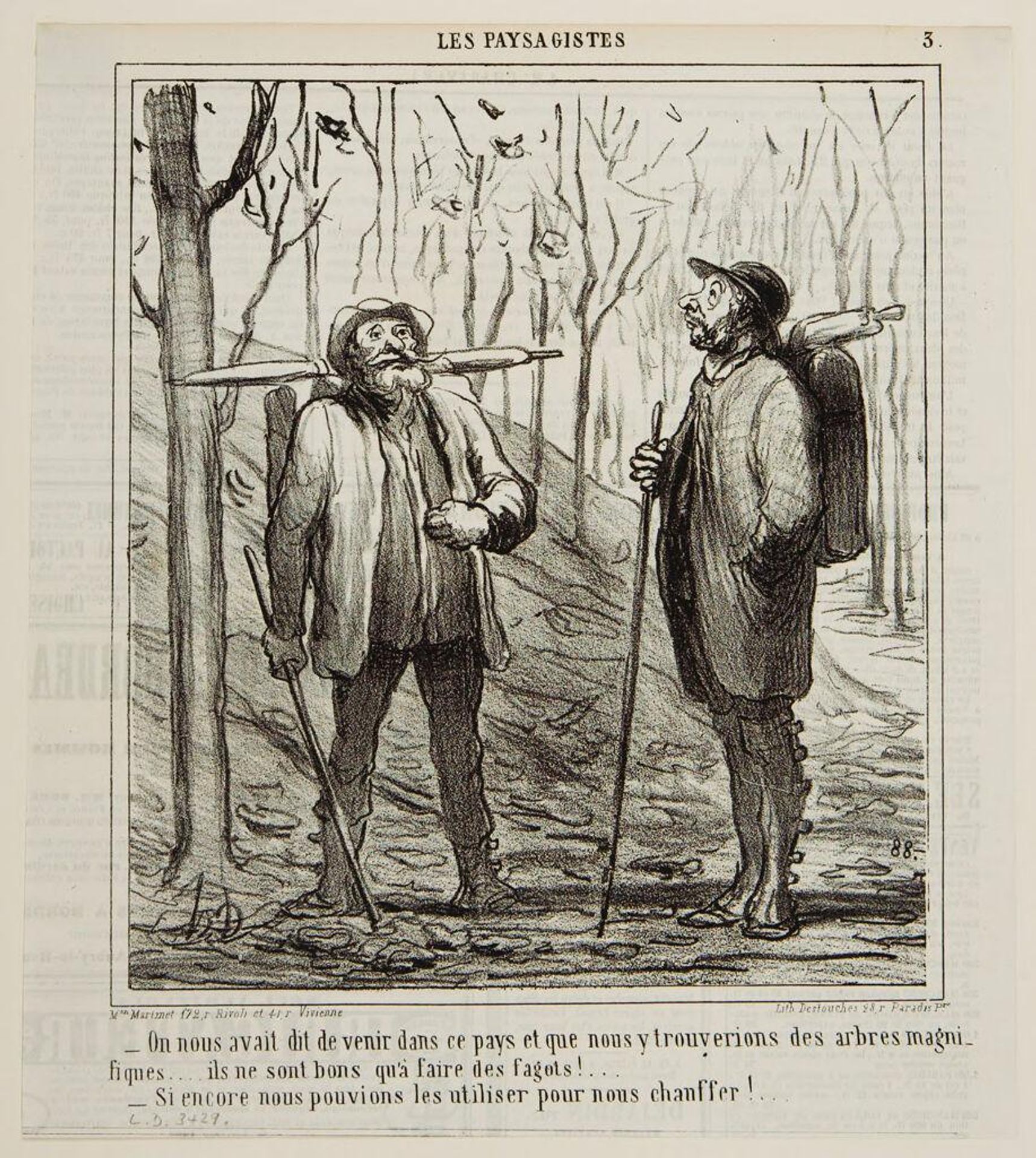 "They told us to come to this countryside and we would find magnificent trees...but these are only good for faggots!..." by Honoré Daumier