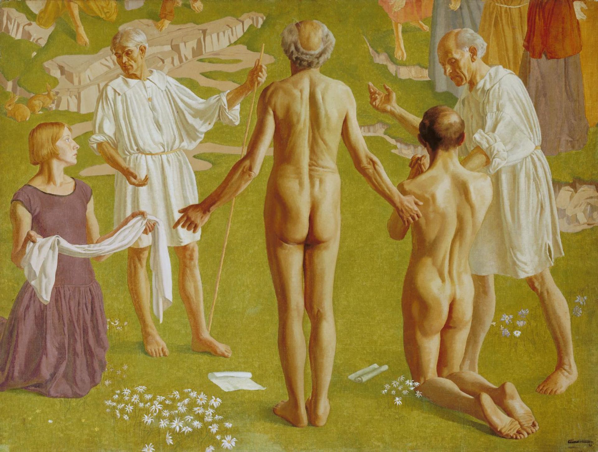 Christian and Hopeful Arrive before the Celestial City by  Edward Halliday