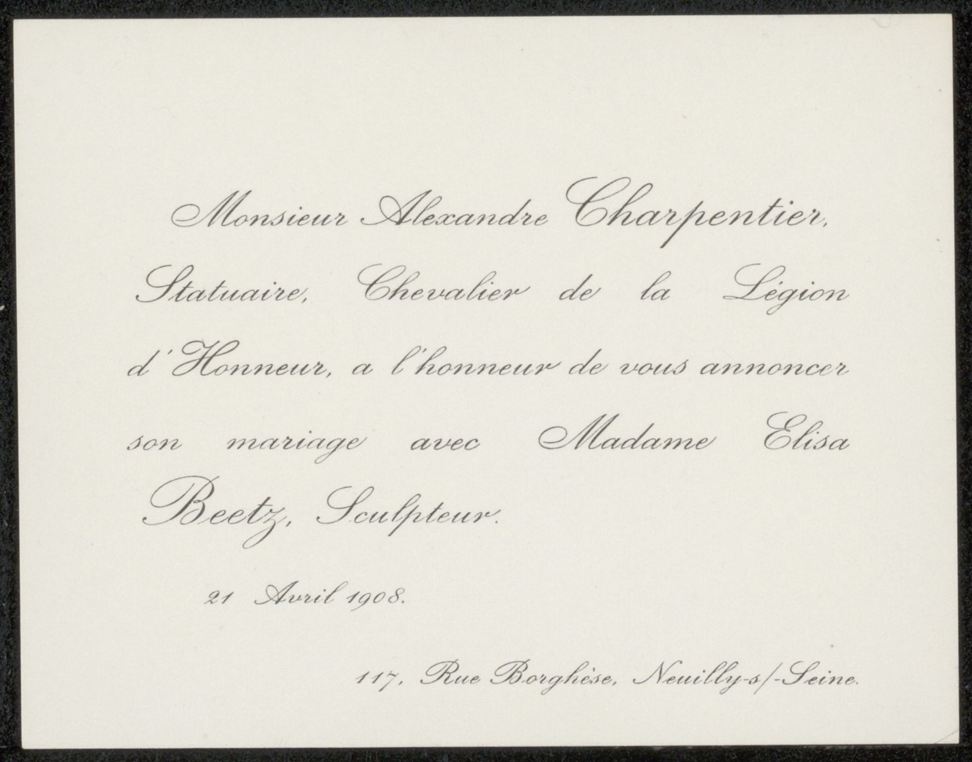 Huwelijksaankondiging aan Philip Zilcken by Anonymous