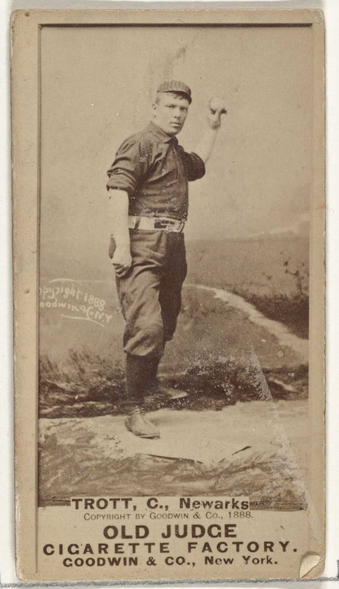 Samuel W. "Sam" Trott, Catcher, Newark, from the Old Judge series (N172) for Old Judge Cigarettes by Goodwin & Company