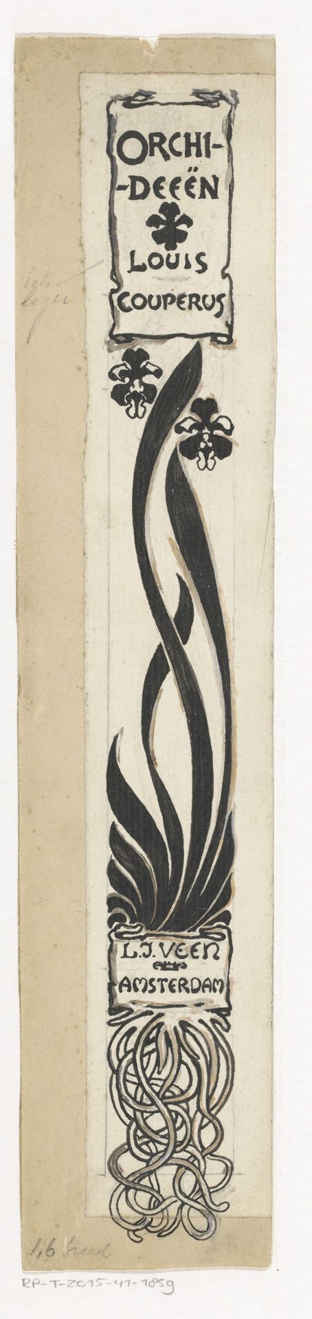 Ontwerp voor een boekrug voor: Louis Couperus, Orchideeën, 1895 by Willem Wenckebach