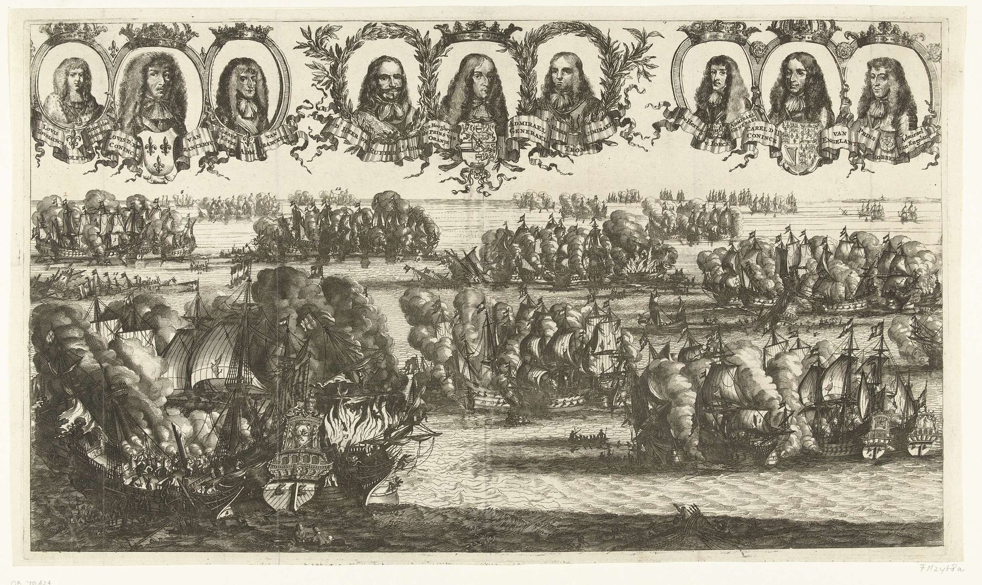 De twee zeeslagen op Schoonevelt, 1673 by Romeyn de Hooghe